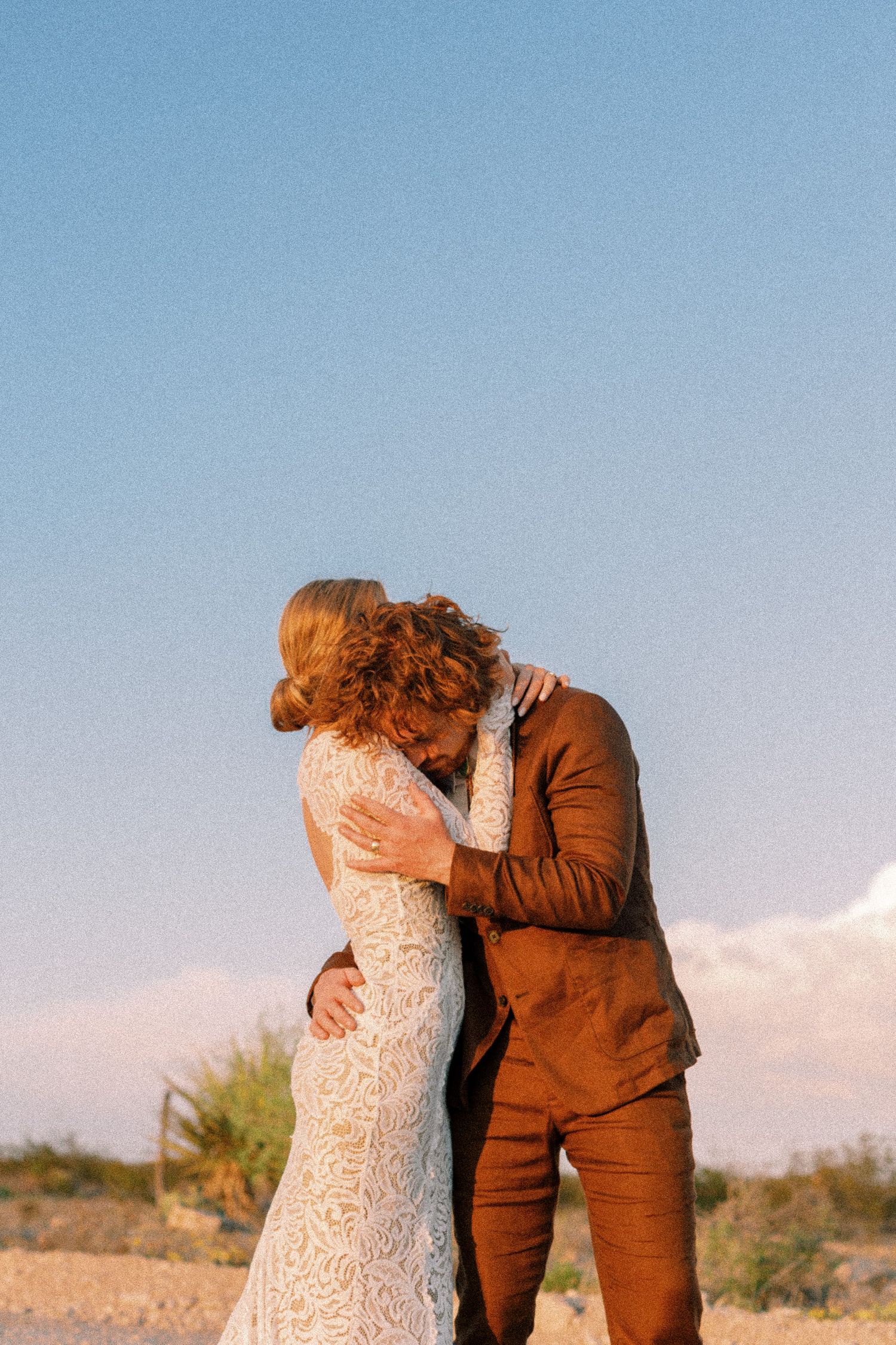 Wedding portrait of Diana and Philip Lupton in the West Texas desert near Marfa, Texas