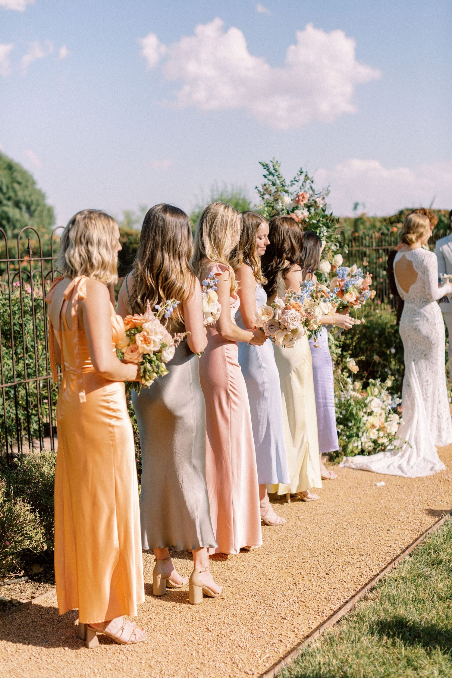Bridesmaids during wedding reception in Marathon, Texas