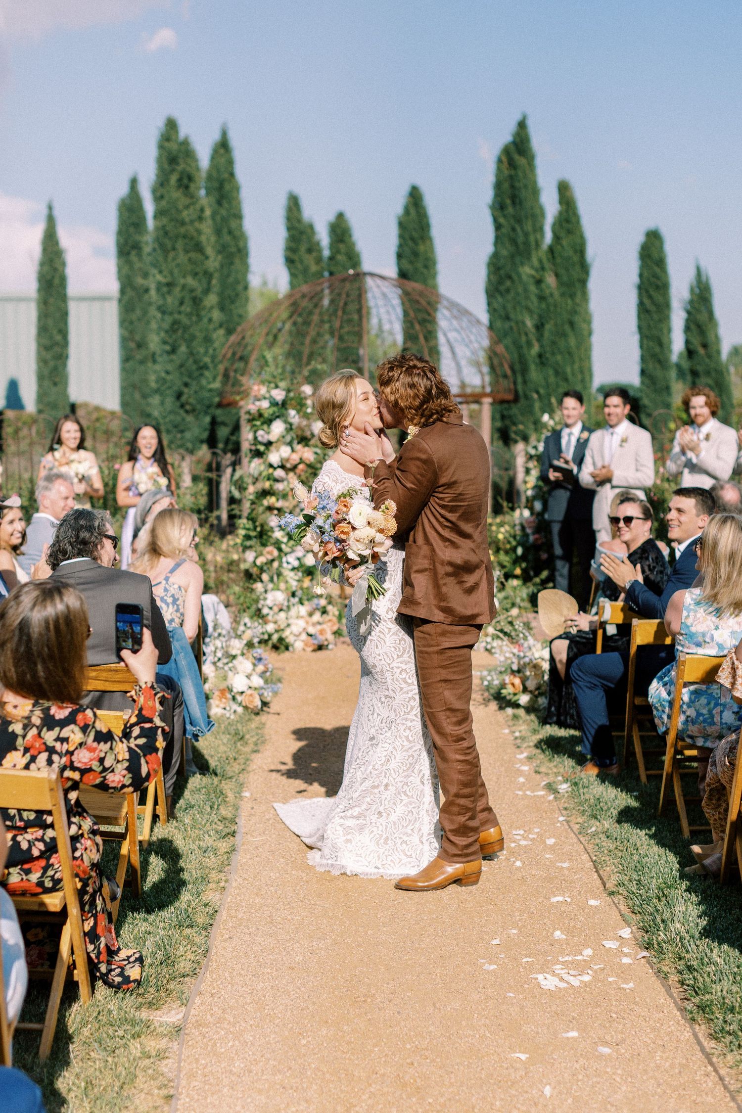 Outdoor wedding ceremony near Big Bend National Park at The Gage Hotel