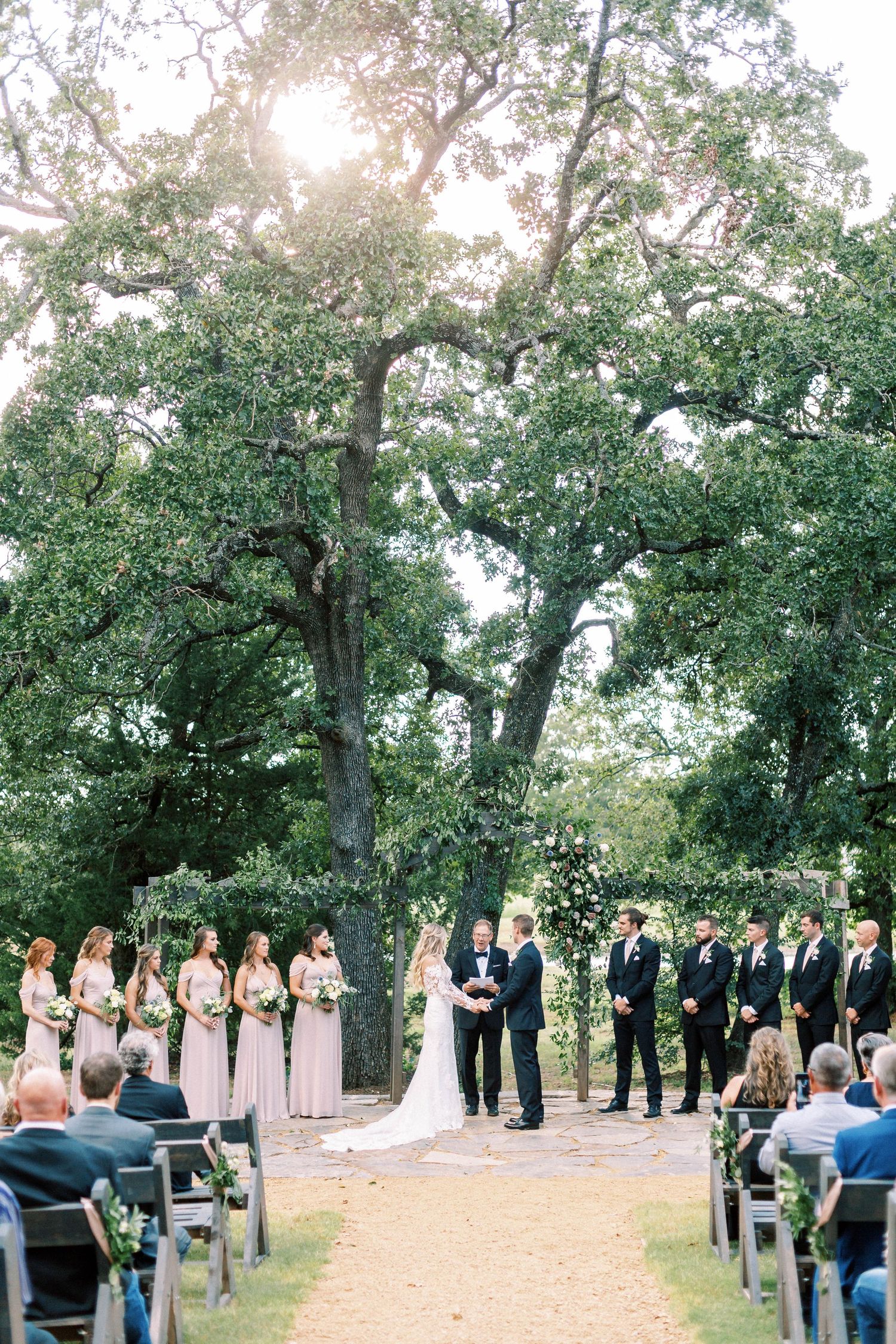 Bride and groom exchanging vows during ceremony near Dallas, Texas