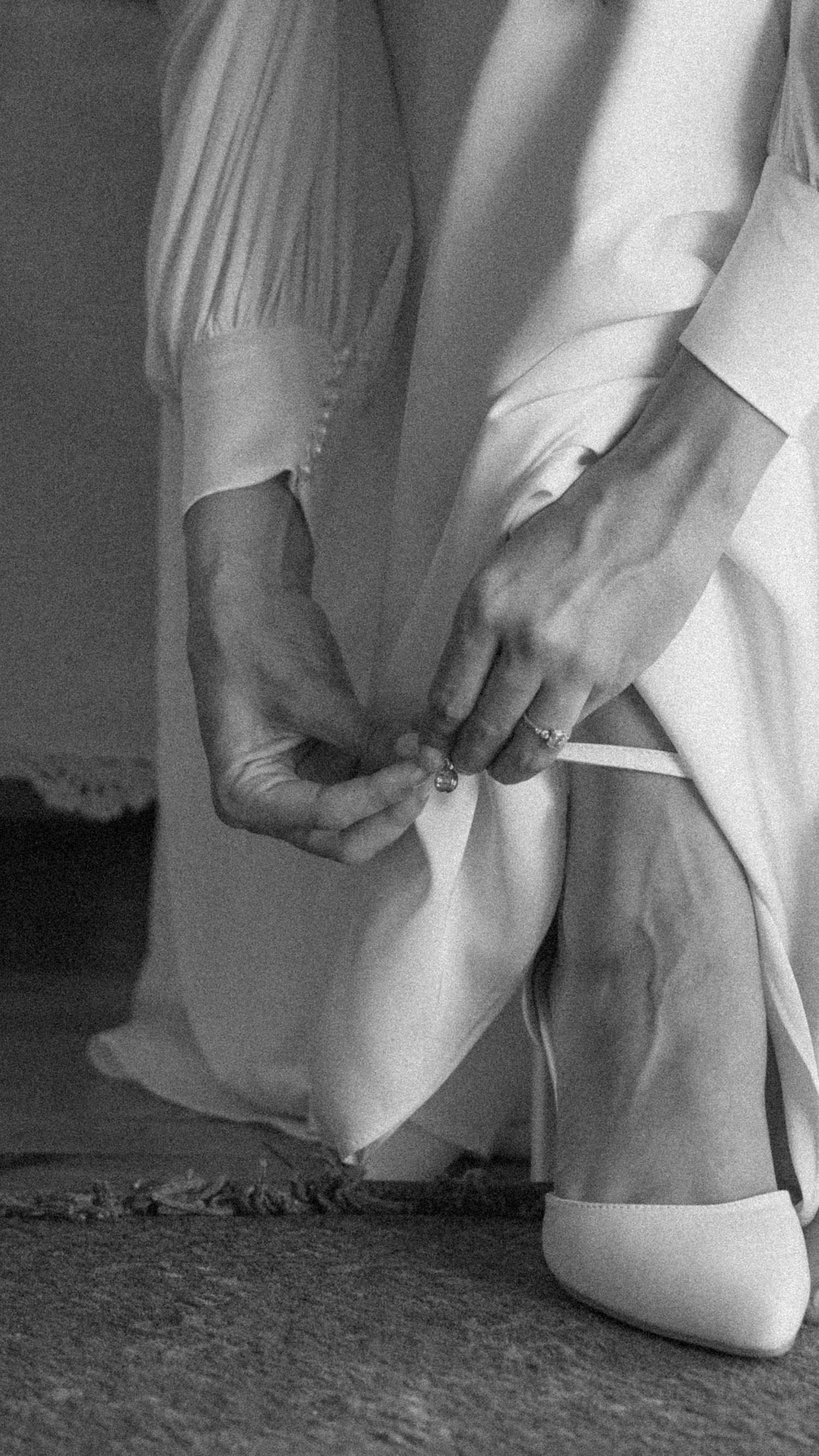 Close-up details of wedding shoes