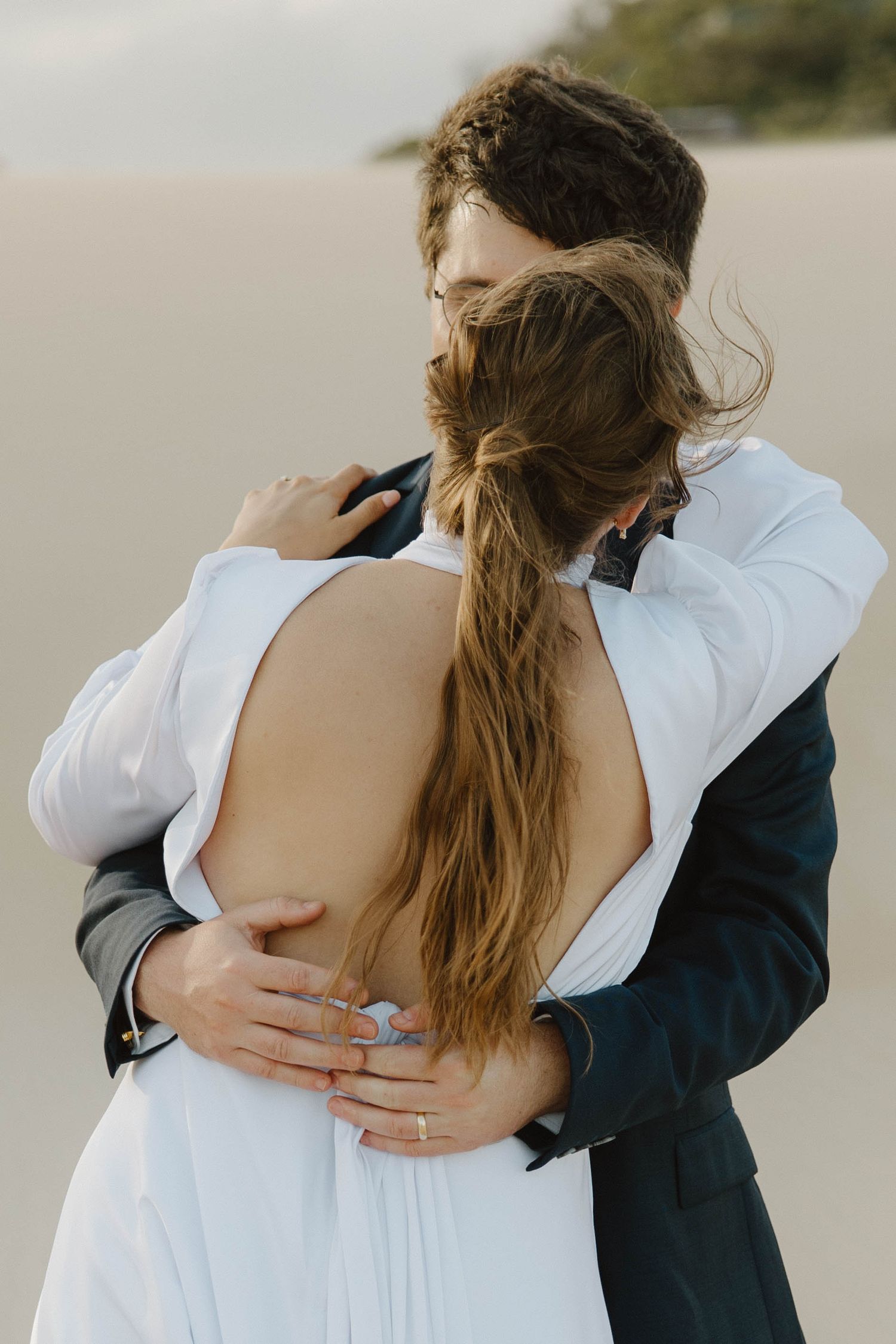 Romantic bride and groom portraits on beach in Eastern Cape