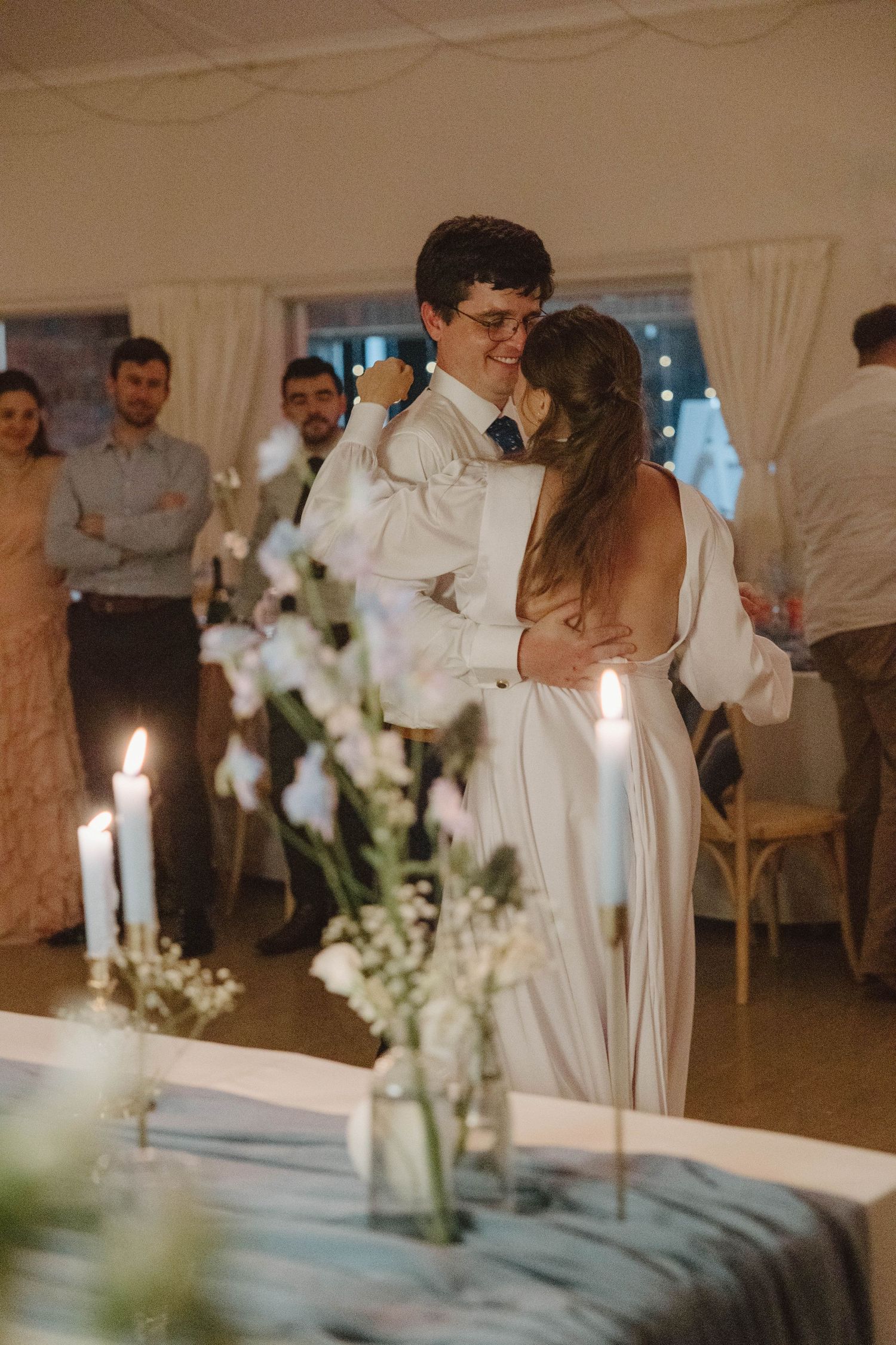 Romantic bride and groom first dance photos