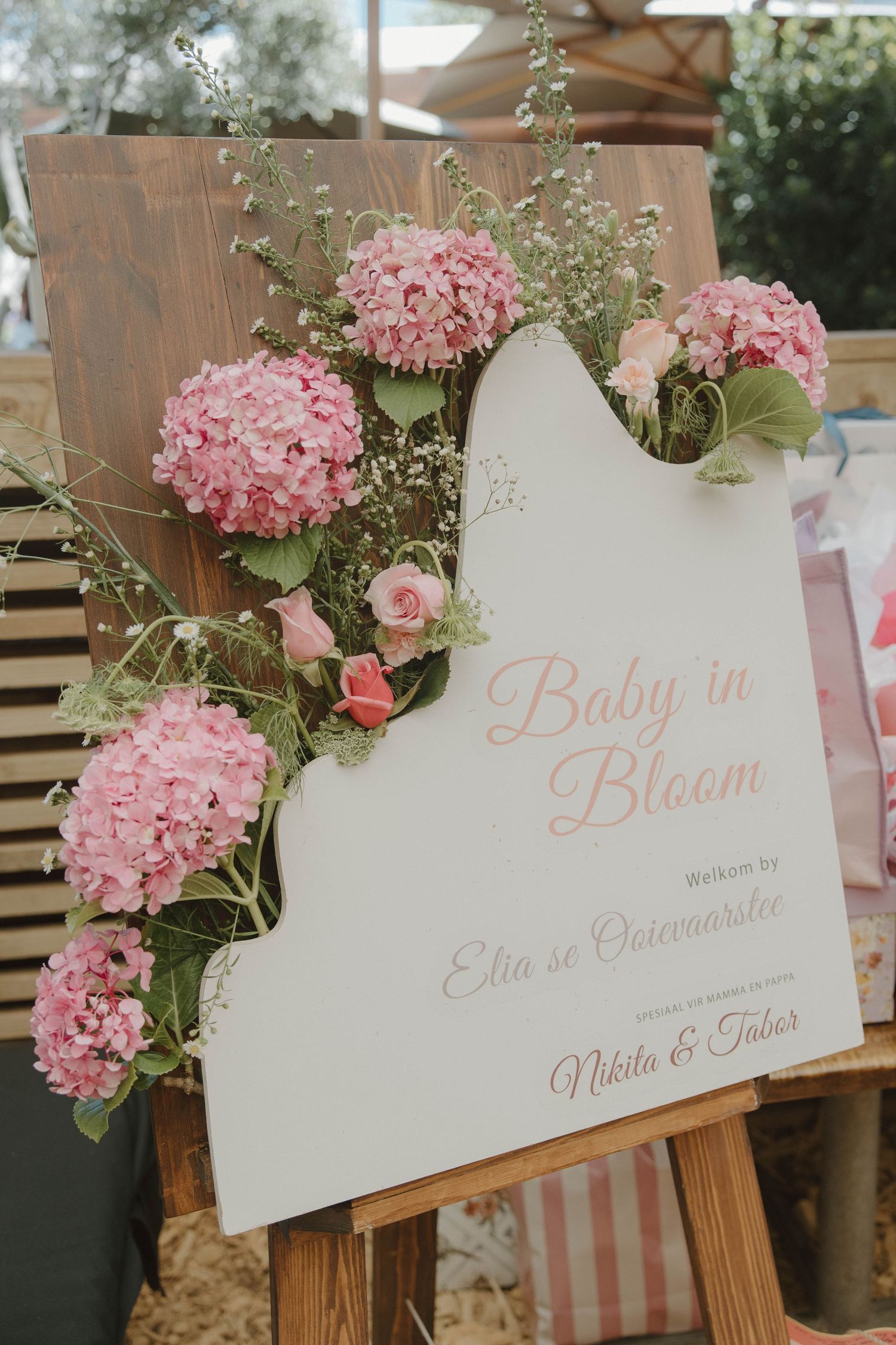Baby shower floral details captured by event photographer in Jeffreys Bay