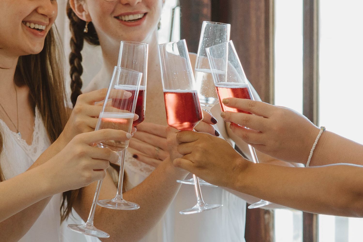 Bride and bridesmaids getting ready together for wedding  in Eastern Cape