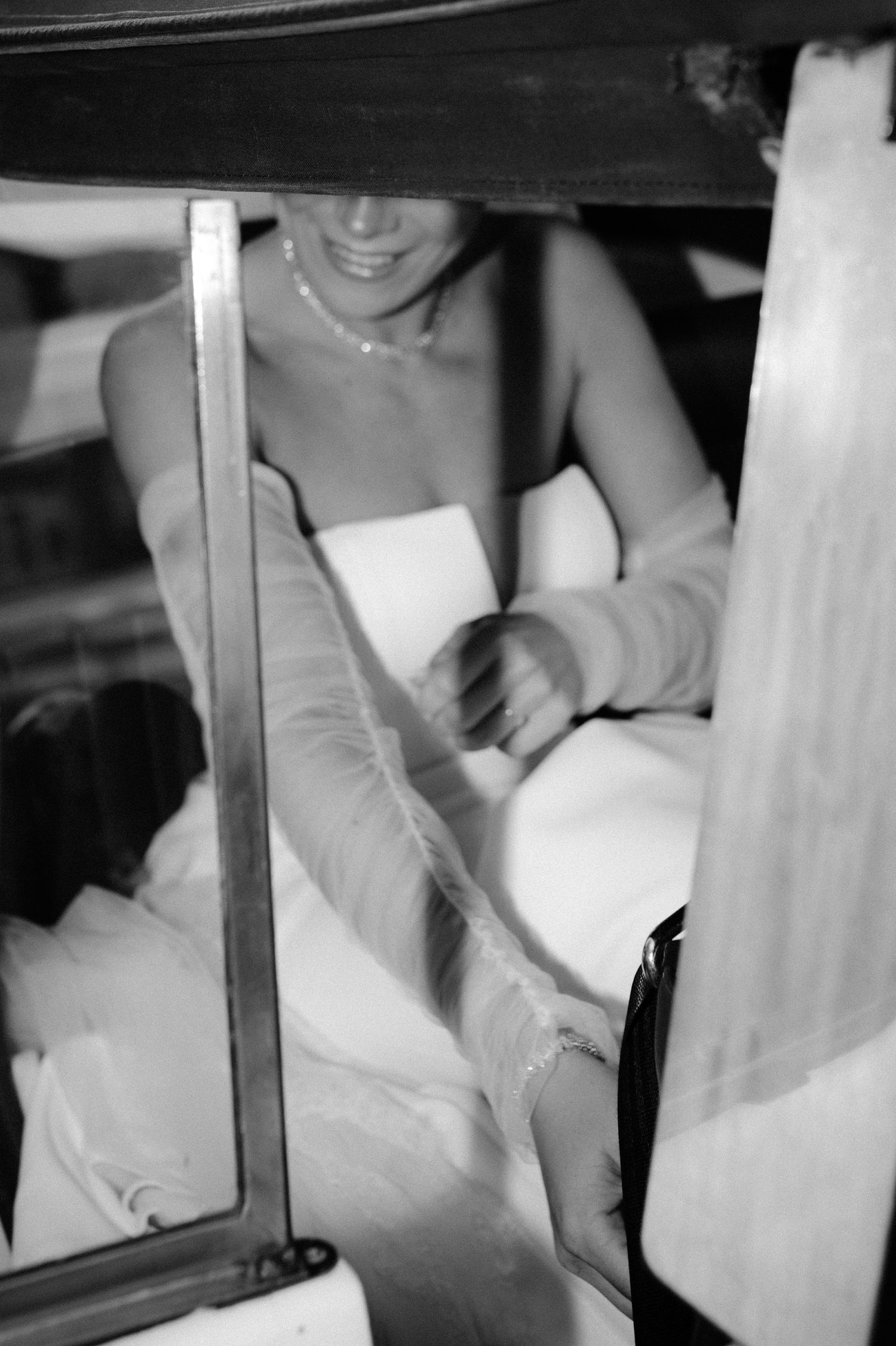 A black and white photo series showing blurred movement and motion through window frames.