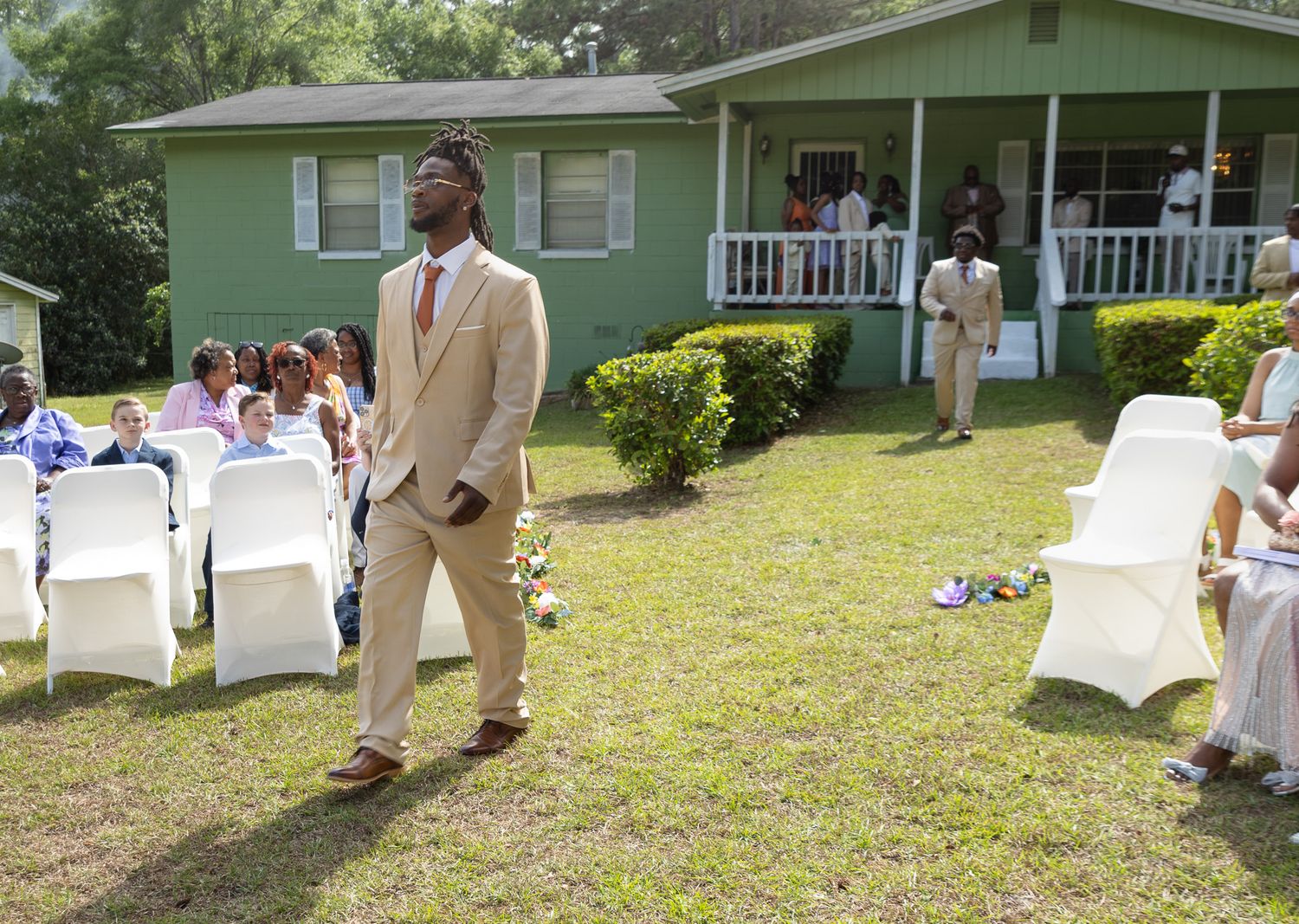 Outdoor backyard wedding ceremony in Georgia photographed by Kaylin Ross Photography