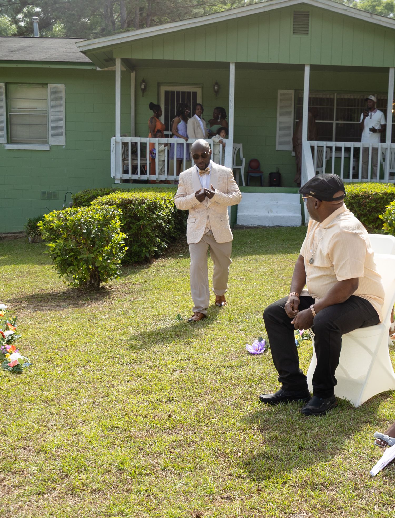 Outdoor backyard wedding ceremony in Georgia photographed by Kaylin Ross Photography