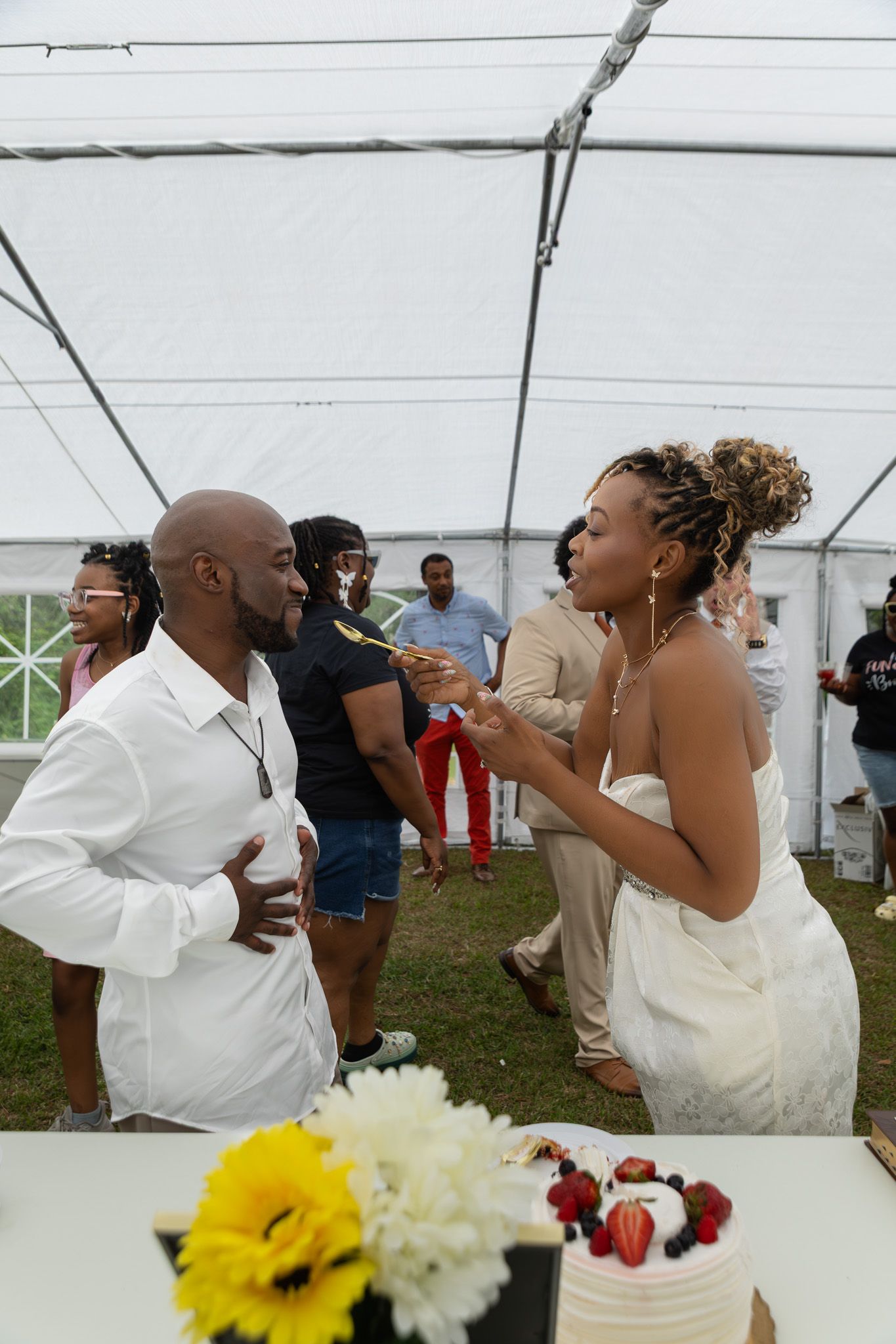 Candid wedding reception moment at Georgia backyard wedding, Kaylin Ross Photography