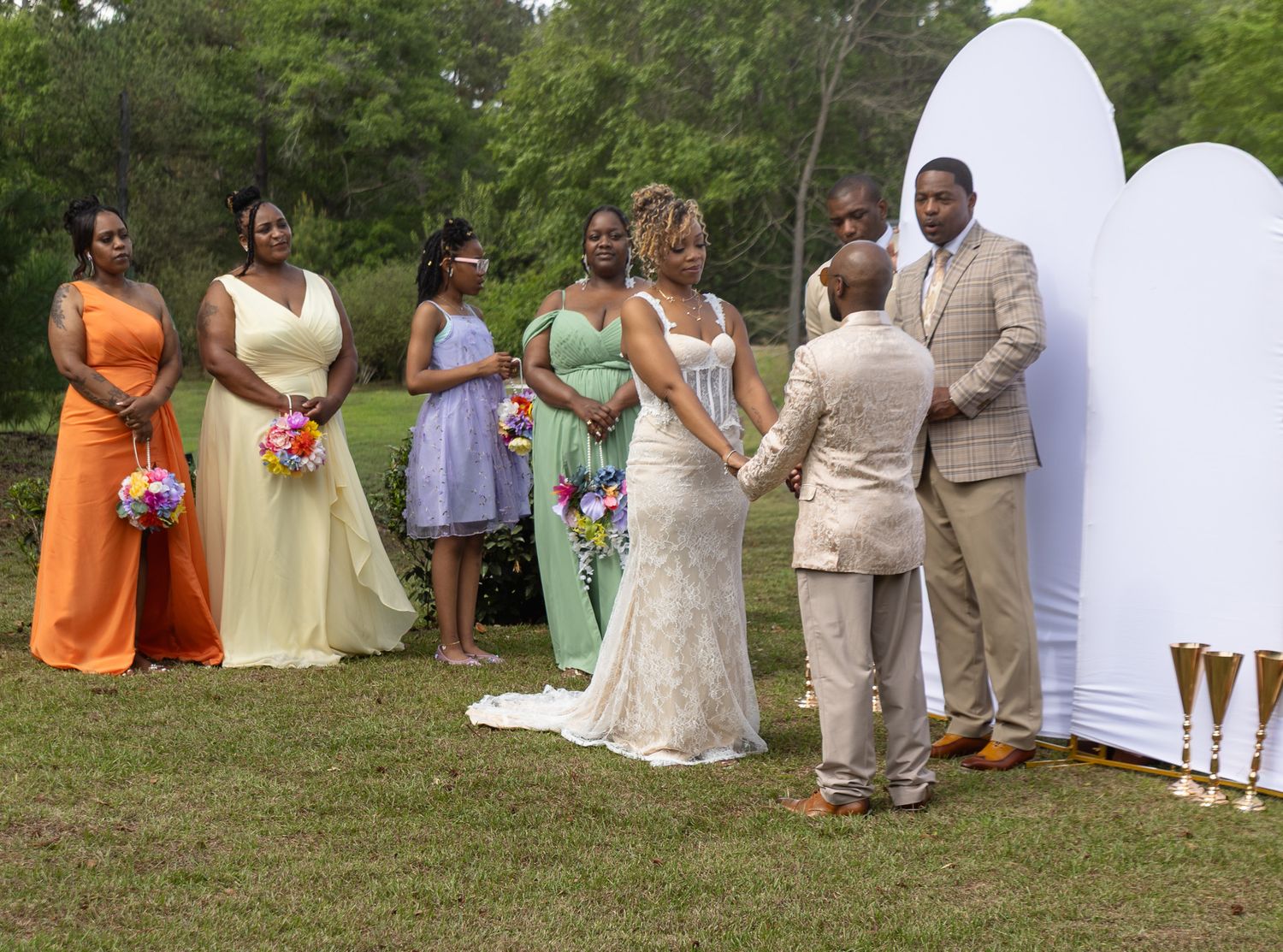 Outdoor backyard wedding ceremony in Georgia photographed by Kaylin Ross Photography