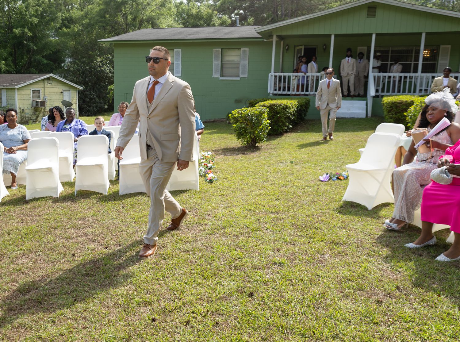 Outdoor backyard wedding ceremony in Georgia photographed by Kaylin Ross Photography