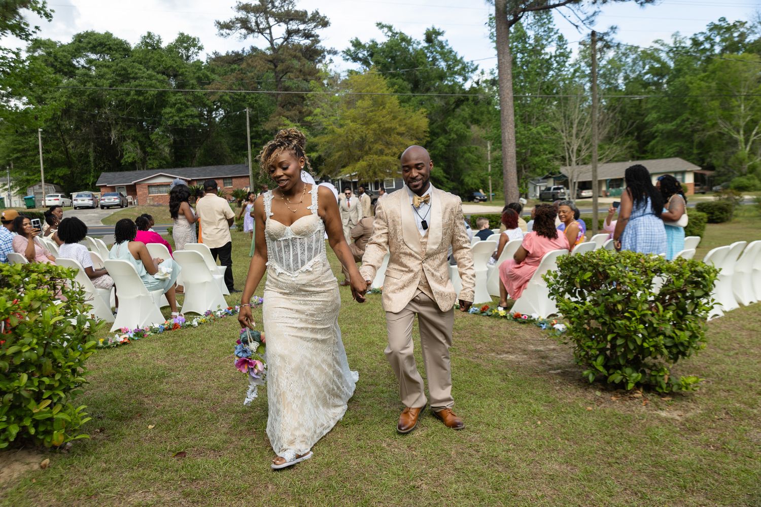Outdoor backyard wedding ceremony in Georgia photographed by Kaylin Ross Photography