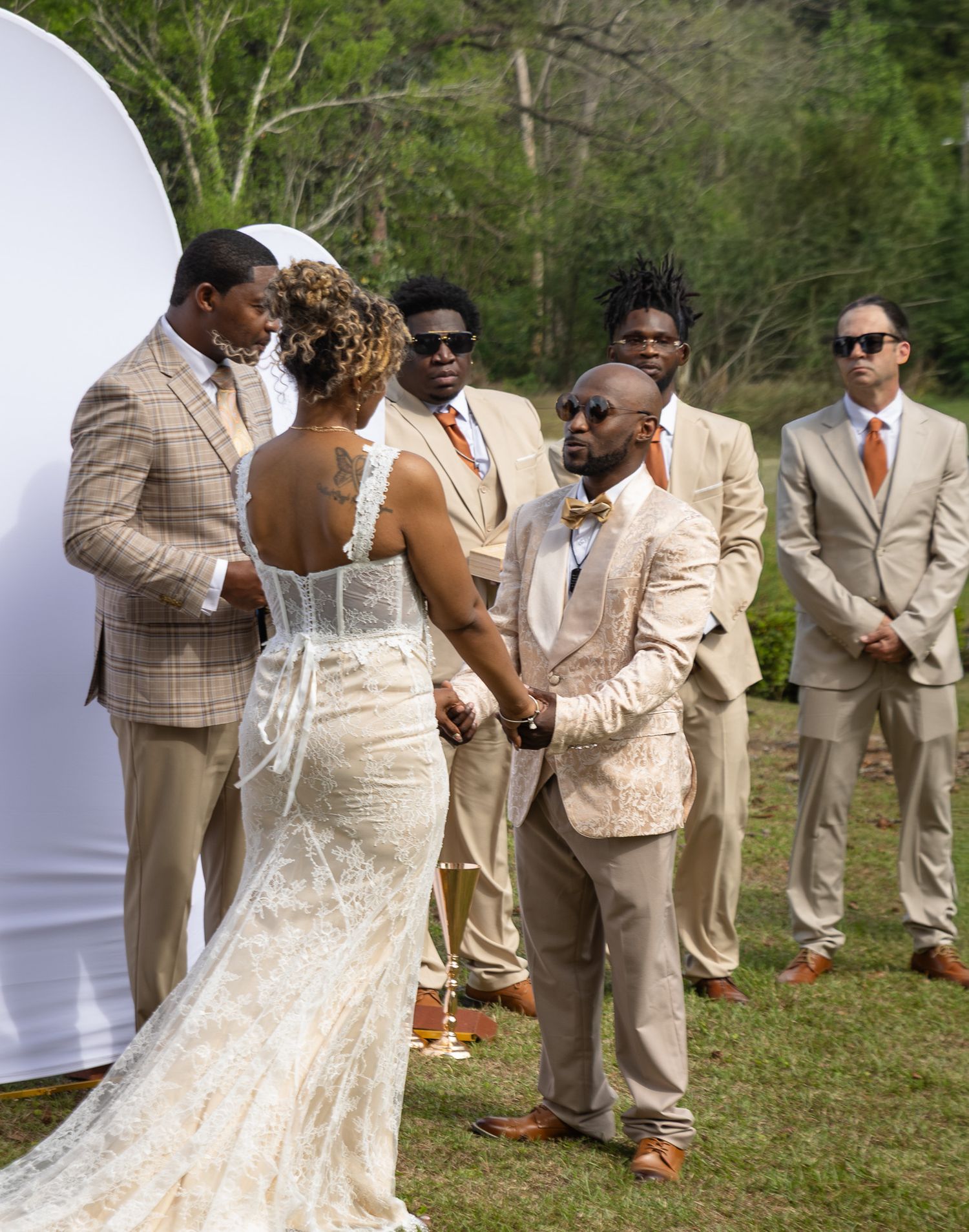 Outdoor backyard wedding ceremony in Georgia photographed by Kaylin Ross Photography