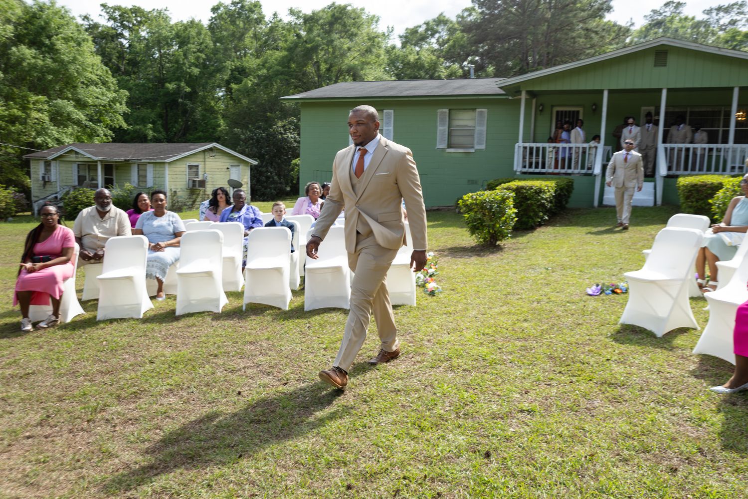 Outdoor backyard wedding ceremony in Georgia photographed by Kaylin Ross Photography