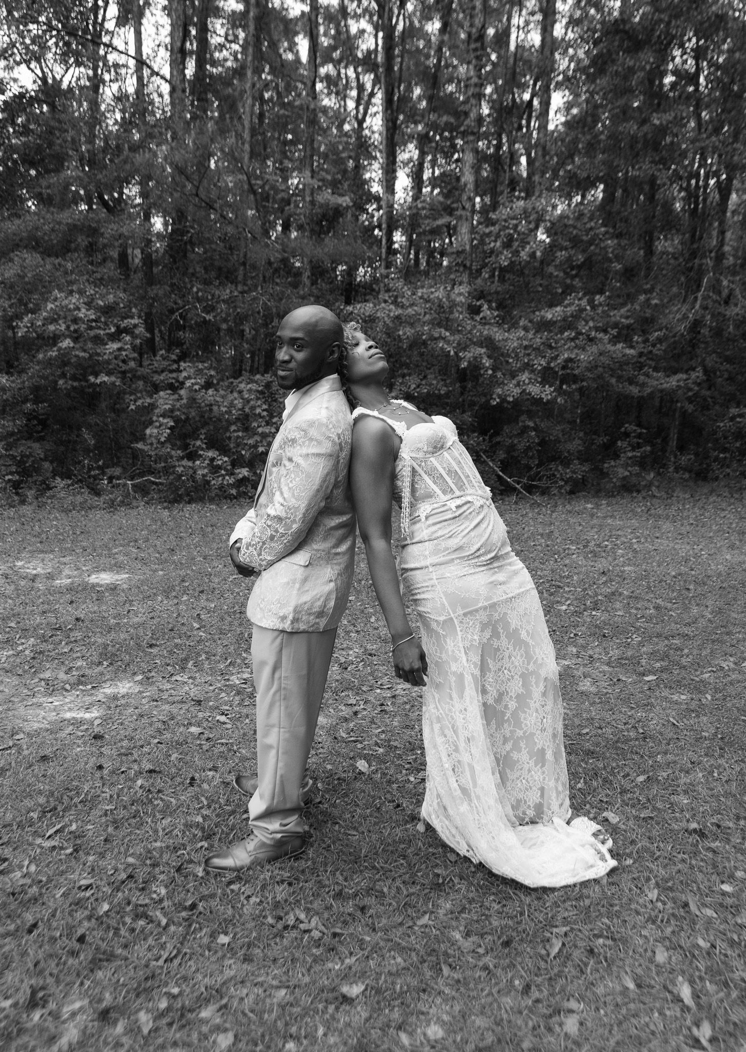 Bride and groom portraits at intimate backyard wedding in Georgia, Kaylin Ross Photography