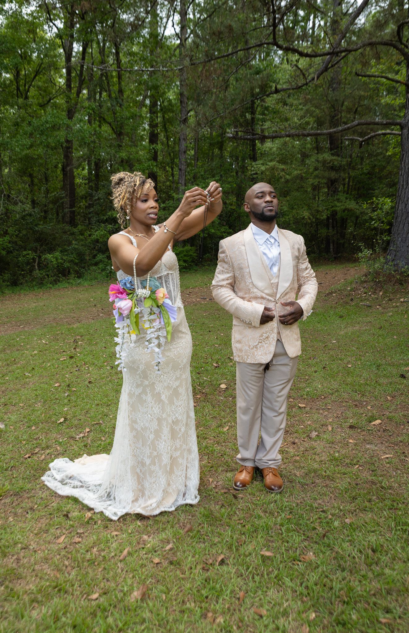 Bride and groom portraits at intimate backyard wedding in Georgia, Kaylin Ross Photography
