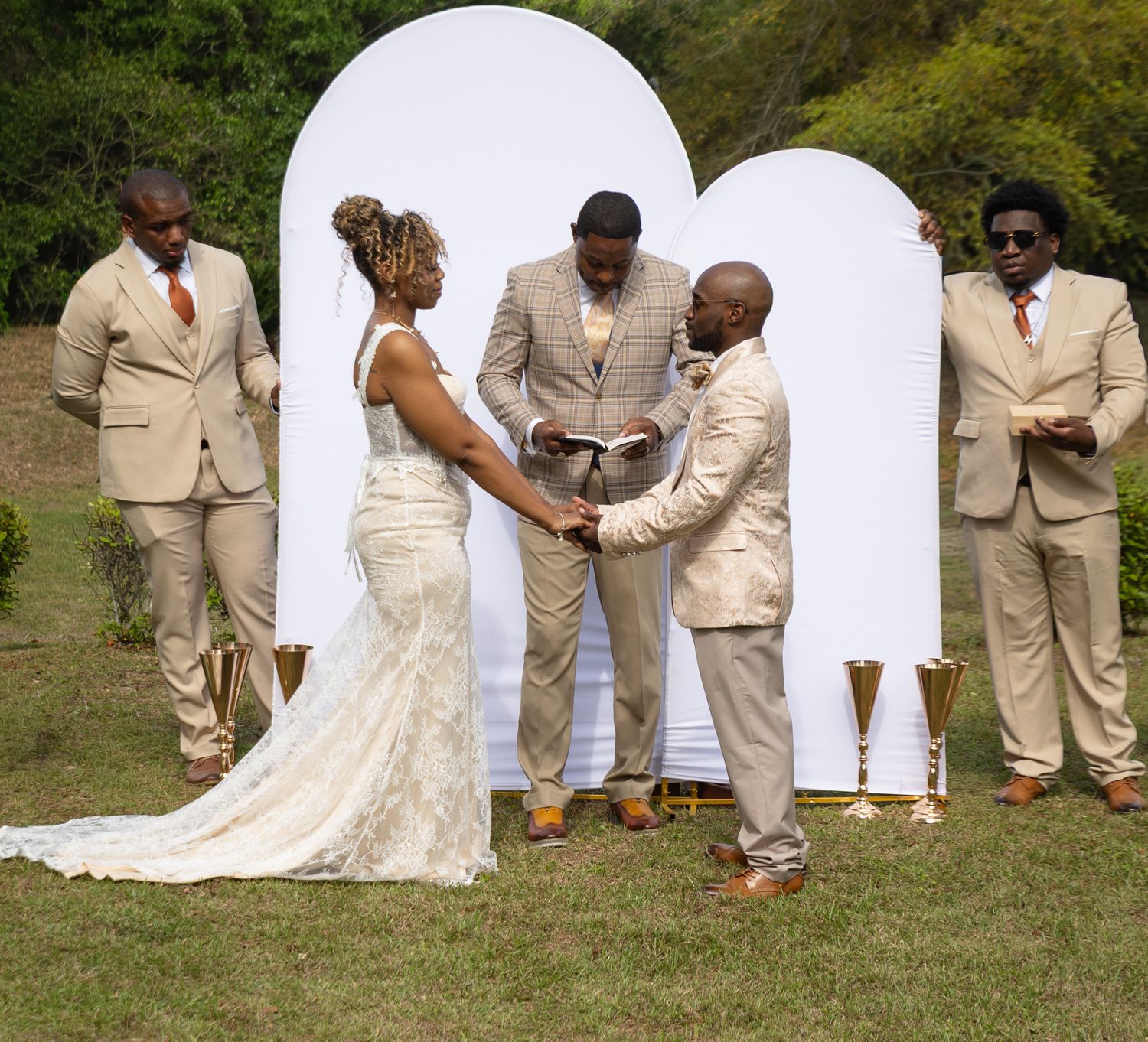 Outdoor backyard wedding ceremony in Georgia photographed by Kaylin Ross Photography
