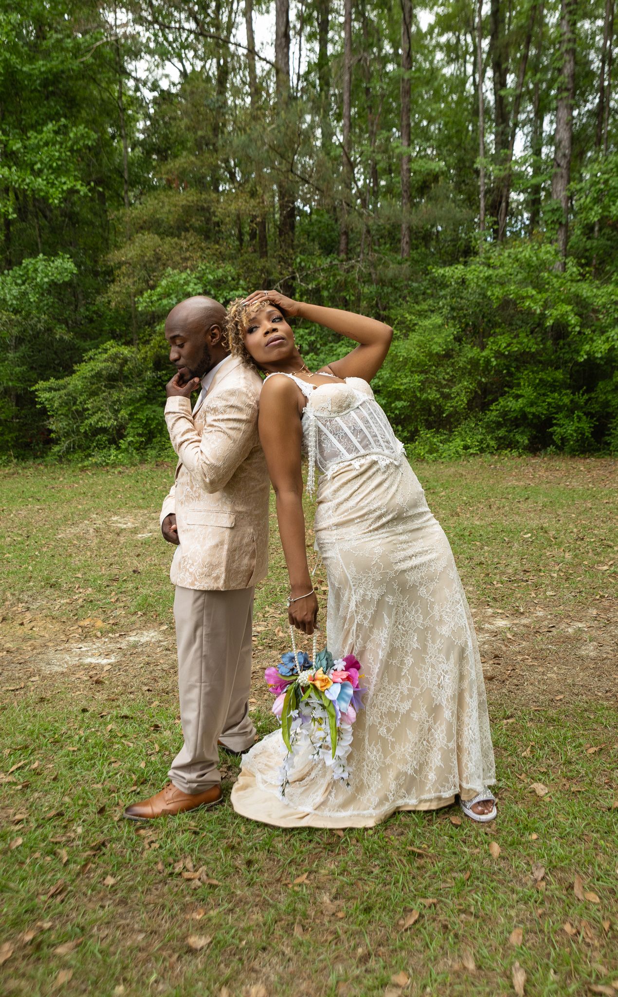 Bride and groom portraits at intimate backyard wedding in Georgia, Kaylin Ross Photography