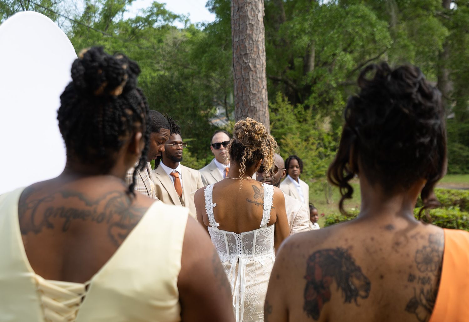 Outdoor backyard wedding ceremony in Georgia photographed by Kaylin Ross Photography