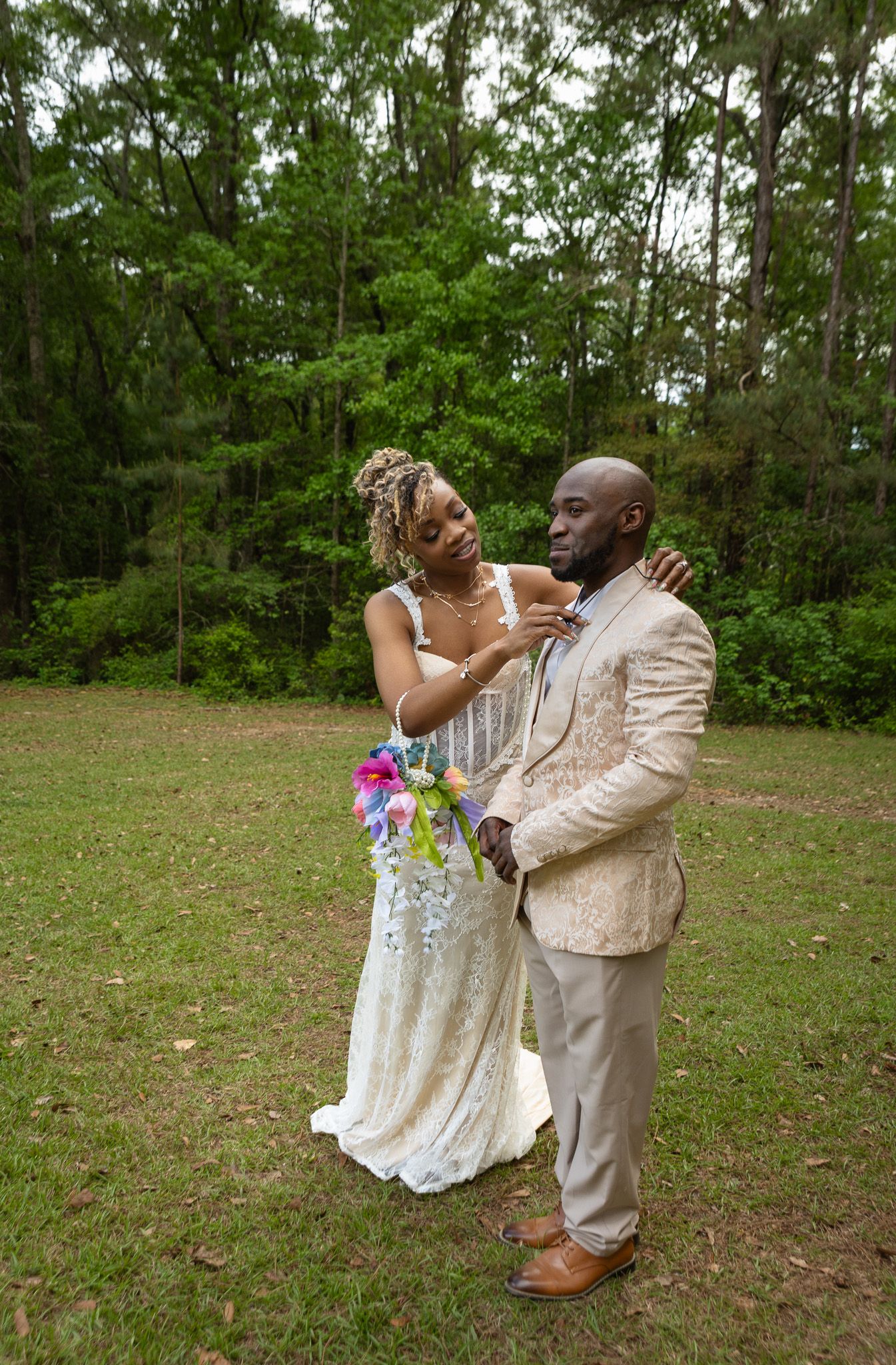 Bride and groom portraits at intimate backyard wedding in Georgia, Kaylin Ross Photography