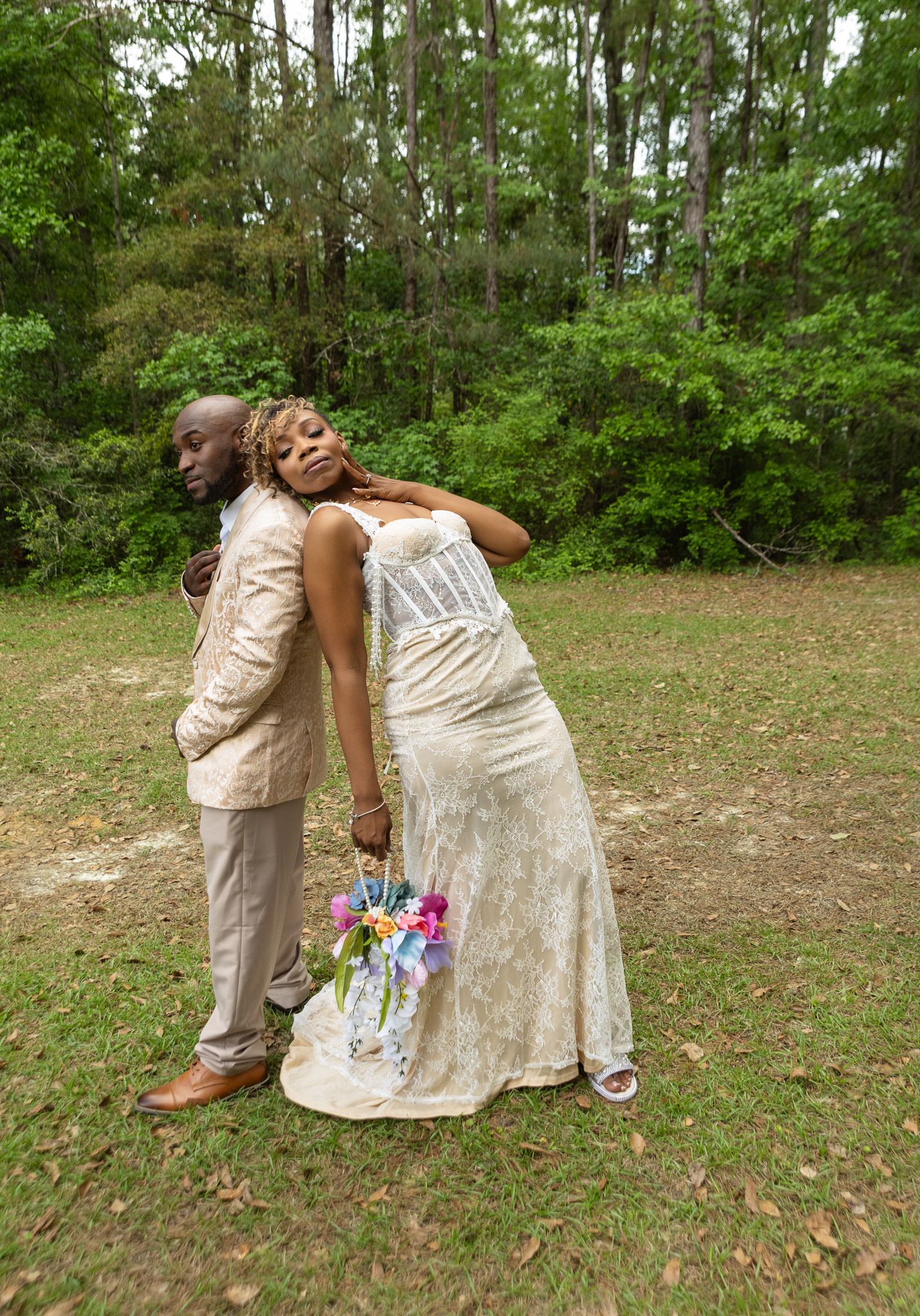 Bride and groom portraits at intimate backyard wedding in Georgia, Kaylin Ross Photography