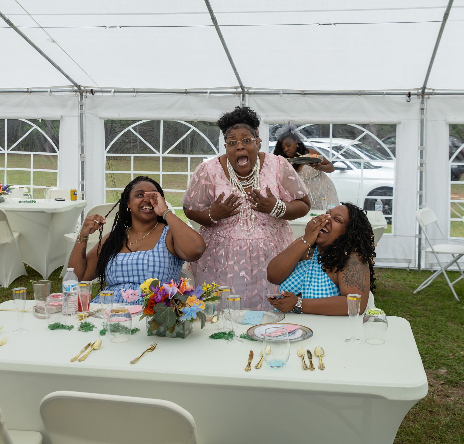 Candid wedding reception moment at Georgia backyard wedding, Kaylin Ross Photography