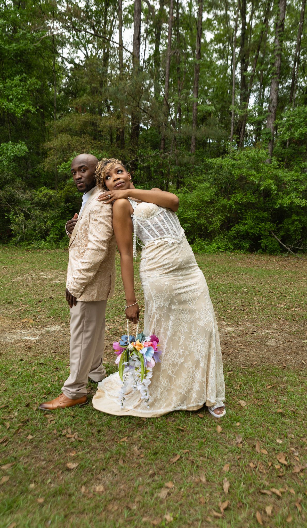 Bride and groom portraits at intimate backyard wedding in Georgia, Kaylin Ross Photography