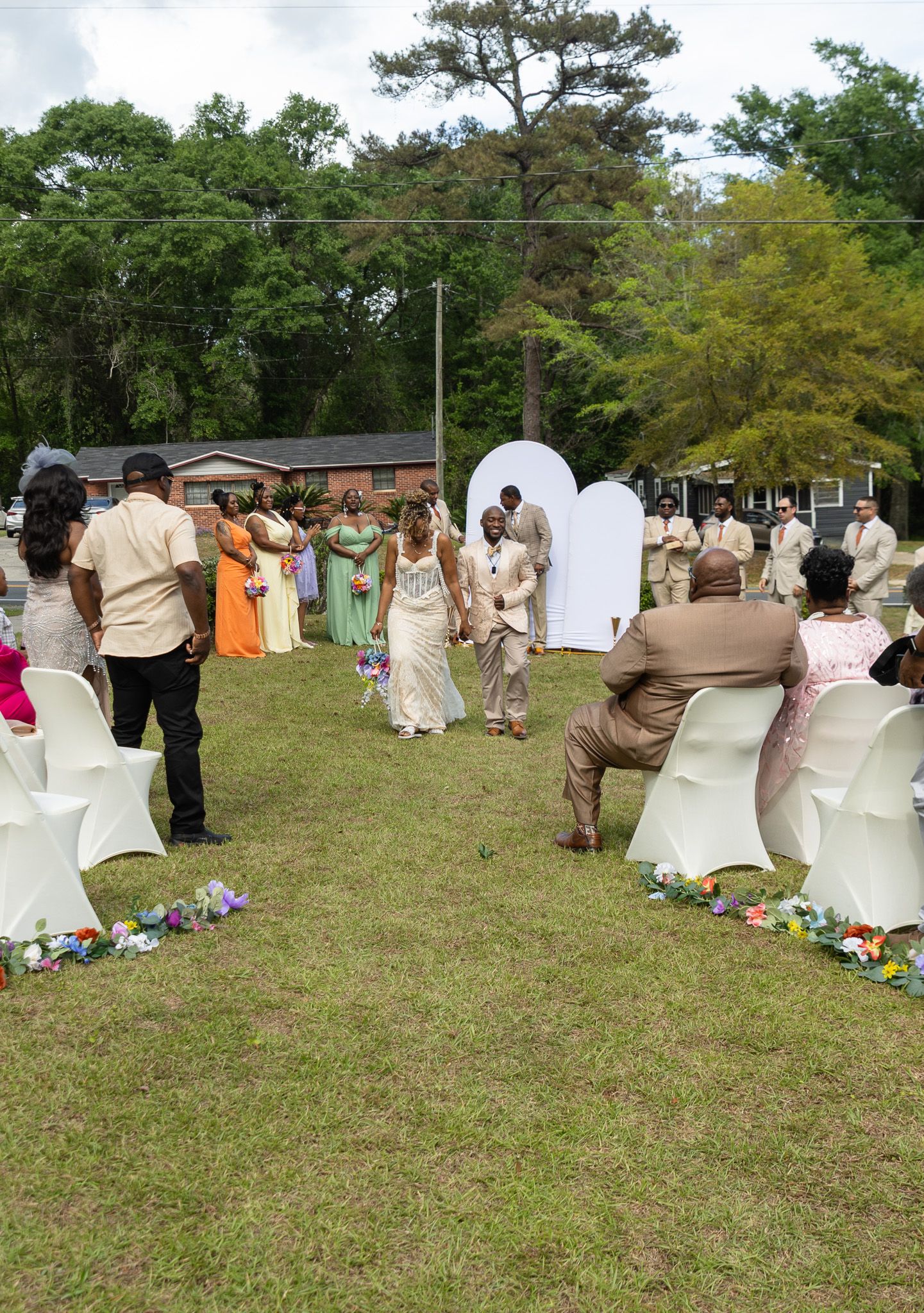 Outdoor backyard wedding ceremony in Georgia photographed by Kaylin Ross Photography