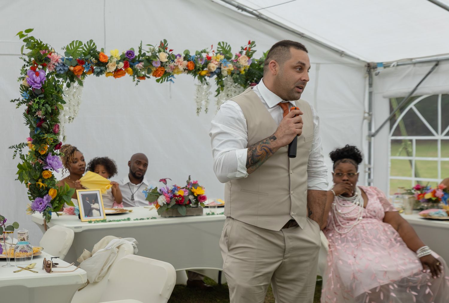 Candid wedding reception moment at Georgia backyard wedding, Kaylin Ross Photography