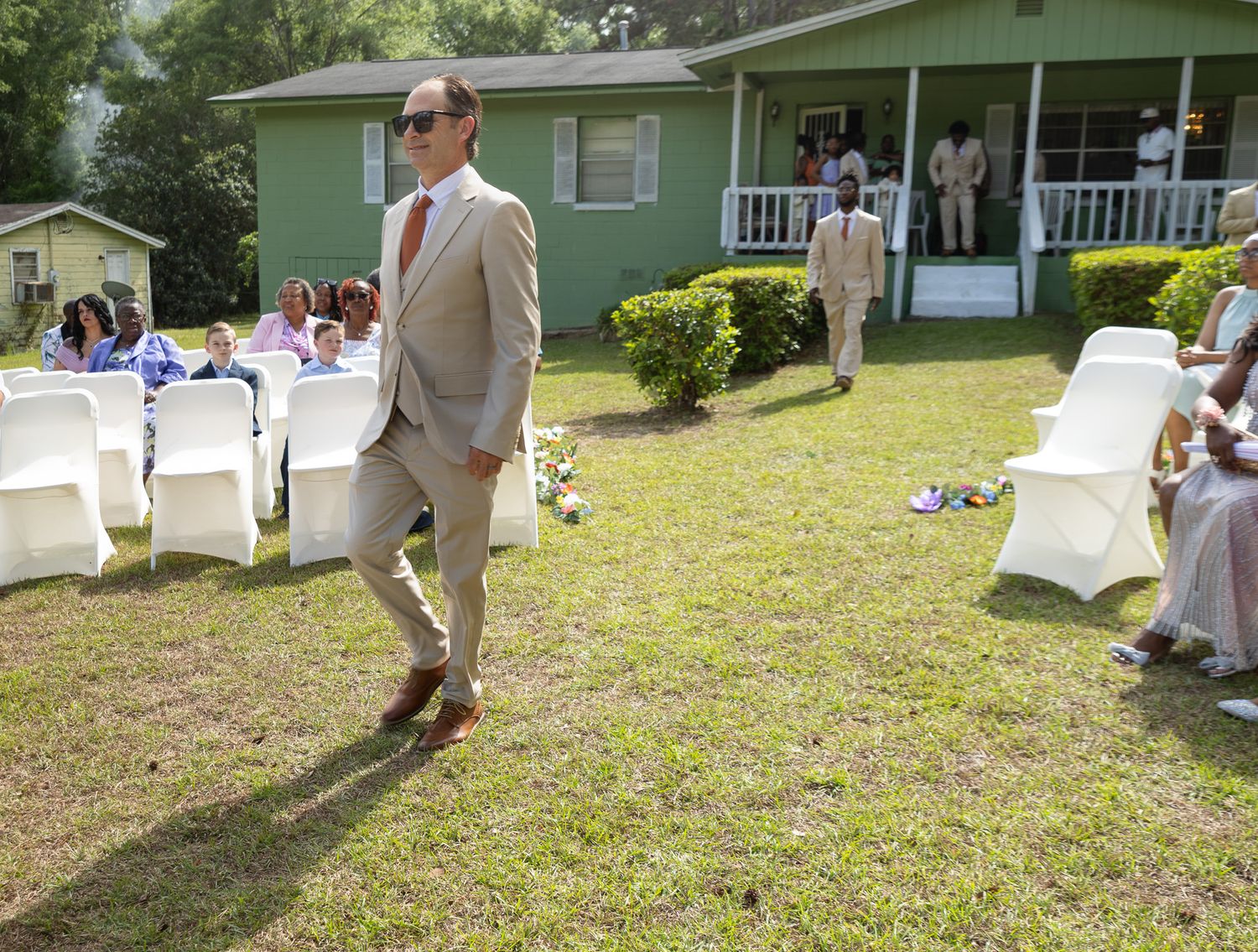 Outdoor backyard wedding ceremony in Georgia photographed by Kaylin Ross Photography