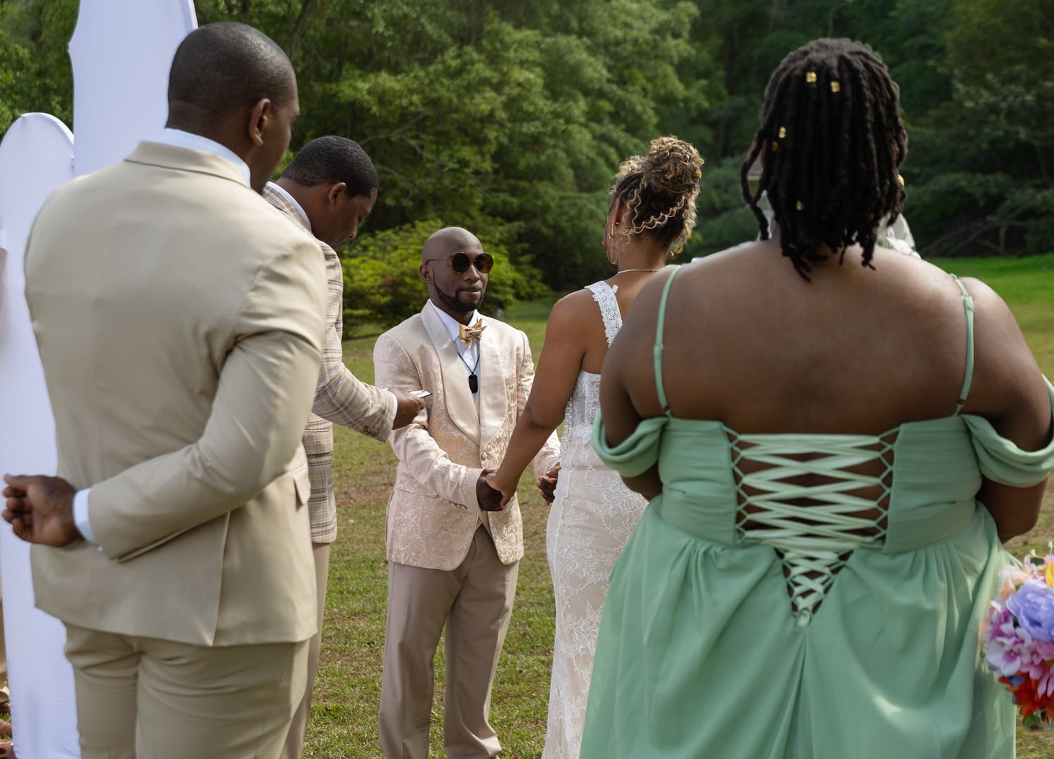 Outdoor backyard wedding ceremony in Georgia photographed by Kaylin Ross Photography