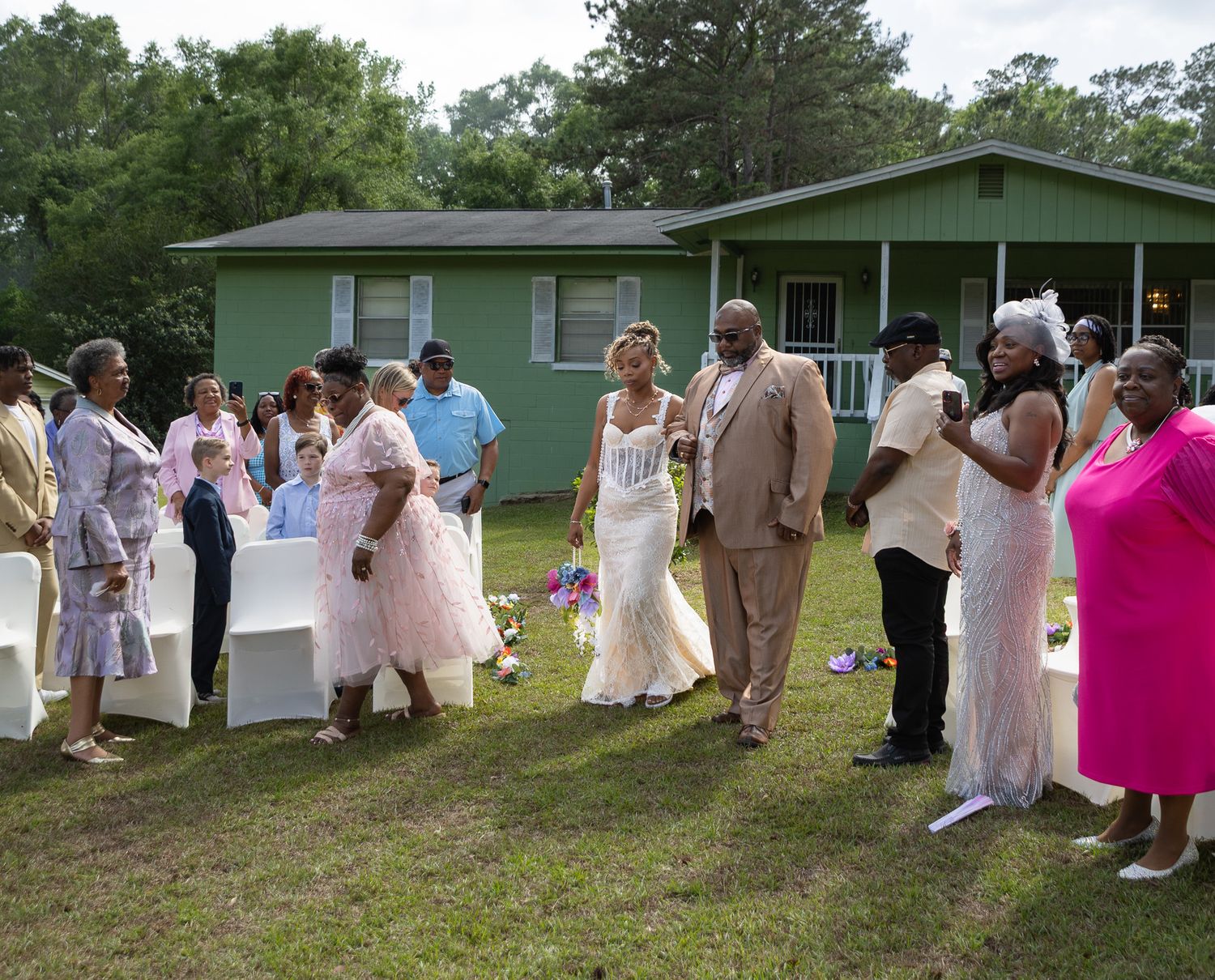 Outdoor backyard wedding ceremony in Georgia photographed by Kaylin Ross Photography
