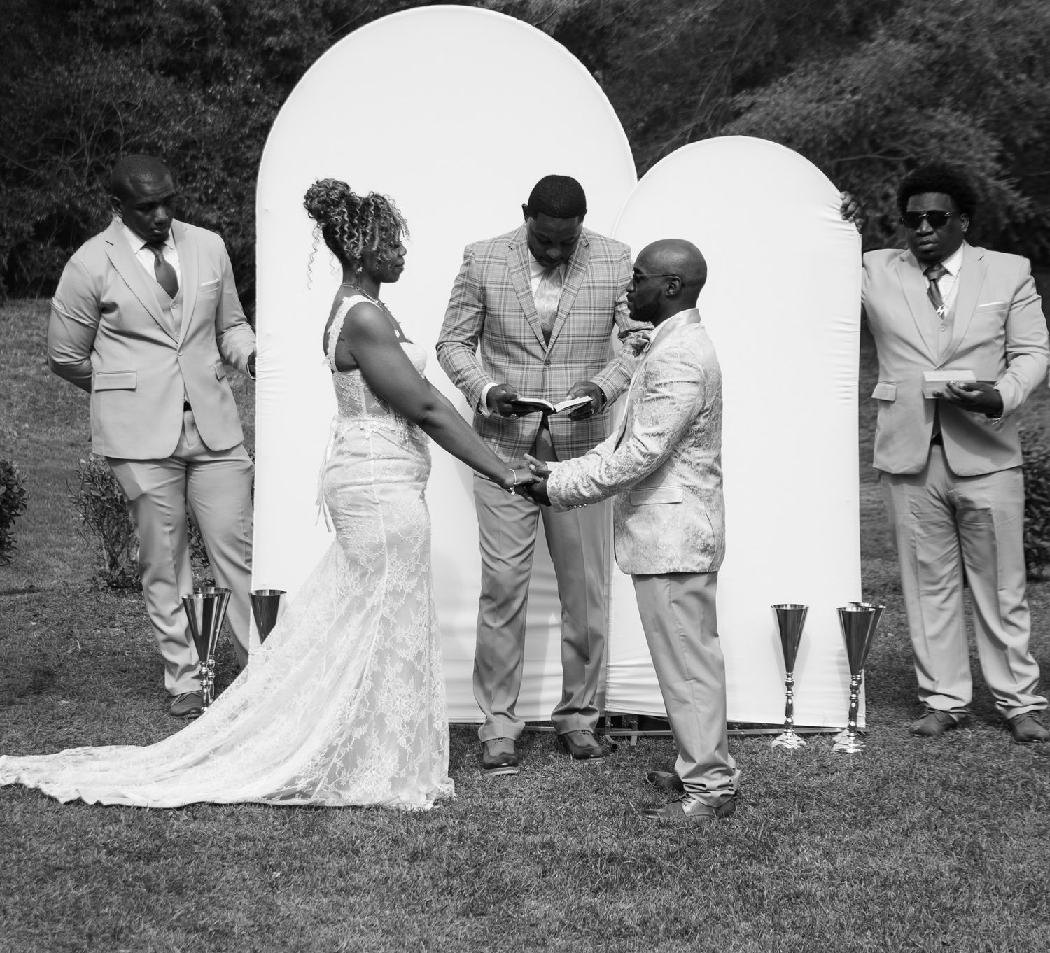 Outdoor backyard wedding ceremony in Georgia photographed by Kaylin Ross Photography