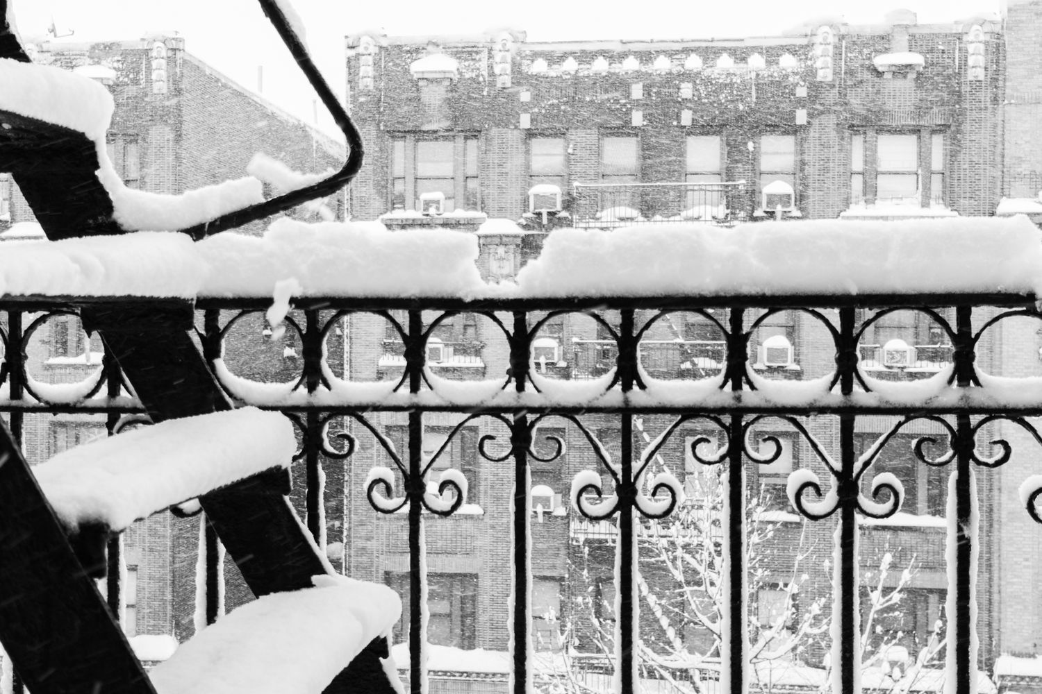 Minimalist B&W winter landscape. Striking architectural details and fresh snow. Ideal for interior design prints and professional portfolios