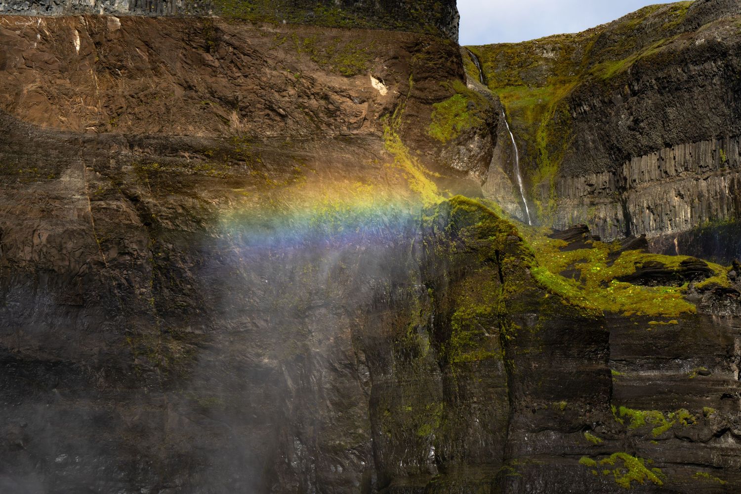 rainbow of Iceland waterfall