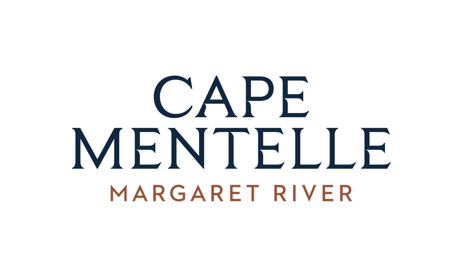 Cape Mentelle Margaret River winery logo in navy blue and copper tones.