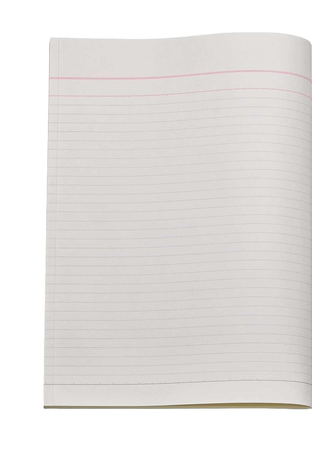 A blank lined notebook page with red margin lines and white paper.