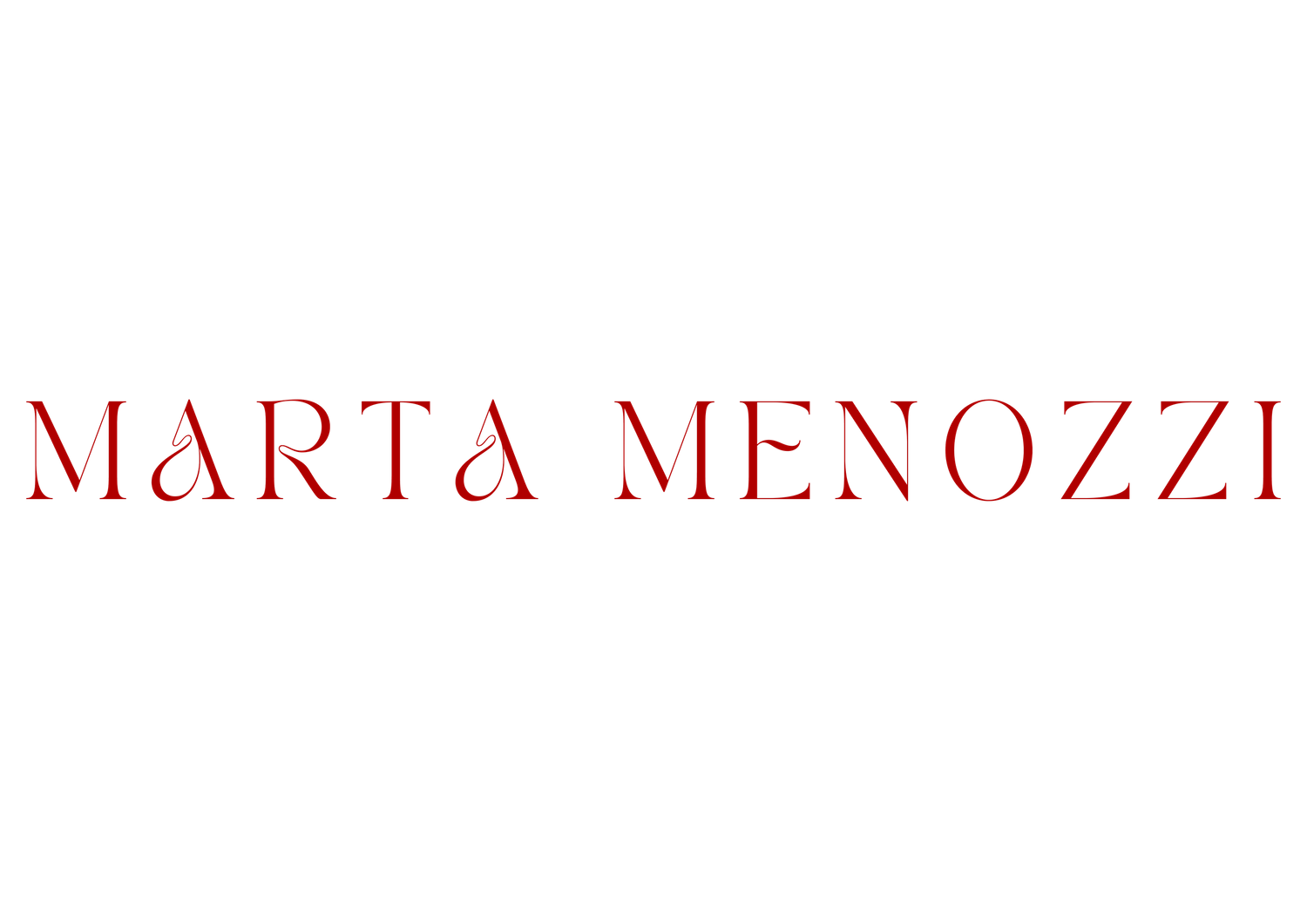 Red text displaying 'MARTA MENOZZI' against a white background.