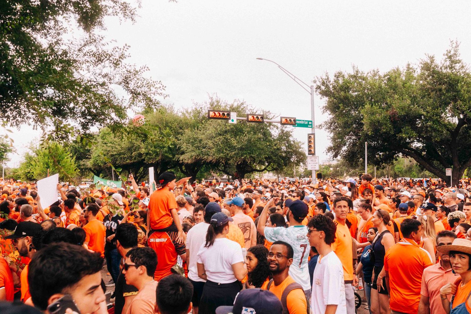 FIFA World Cup 2026 Houston | A sea of Netherland football fans Orange Bus fan walk | Photos by Robert Paul