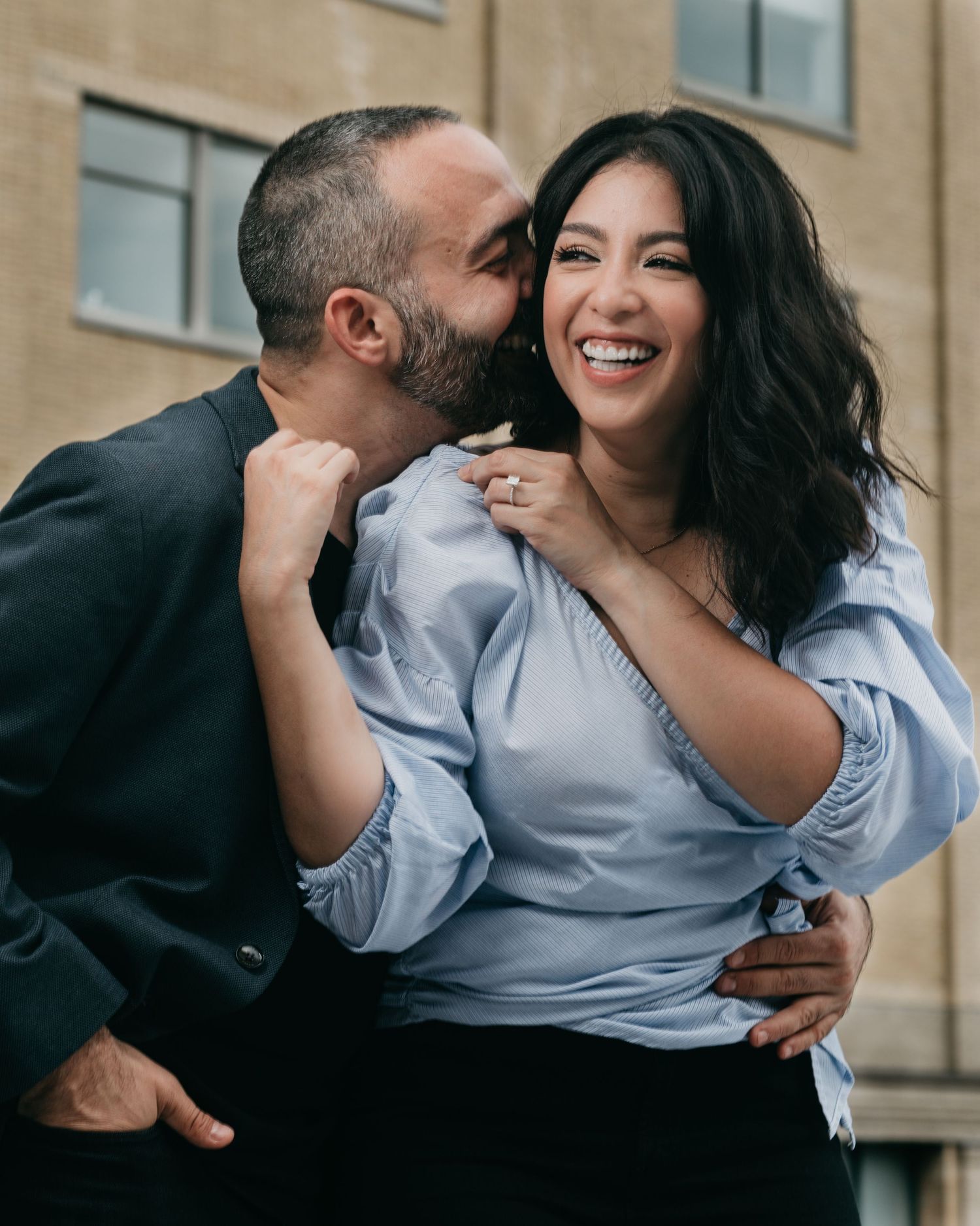 Chris and Rocio engagement portraits by Houston/League City photographer Robert Paul | cinematic outdoor urban New York City