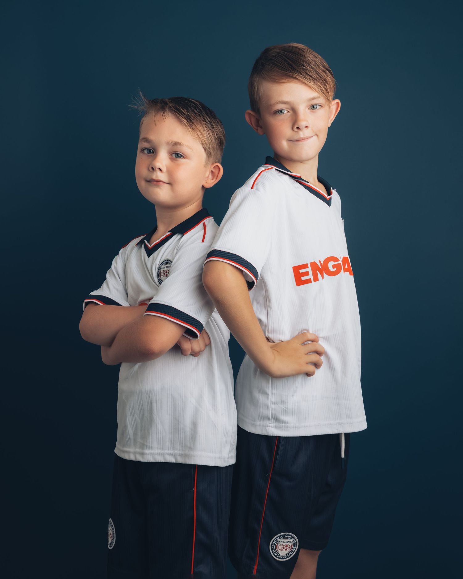Brothers in football kit