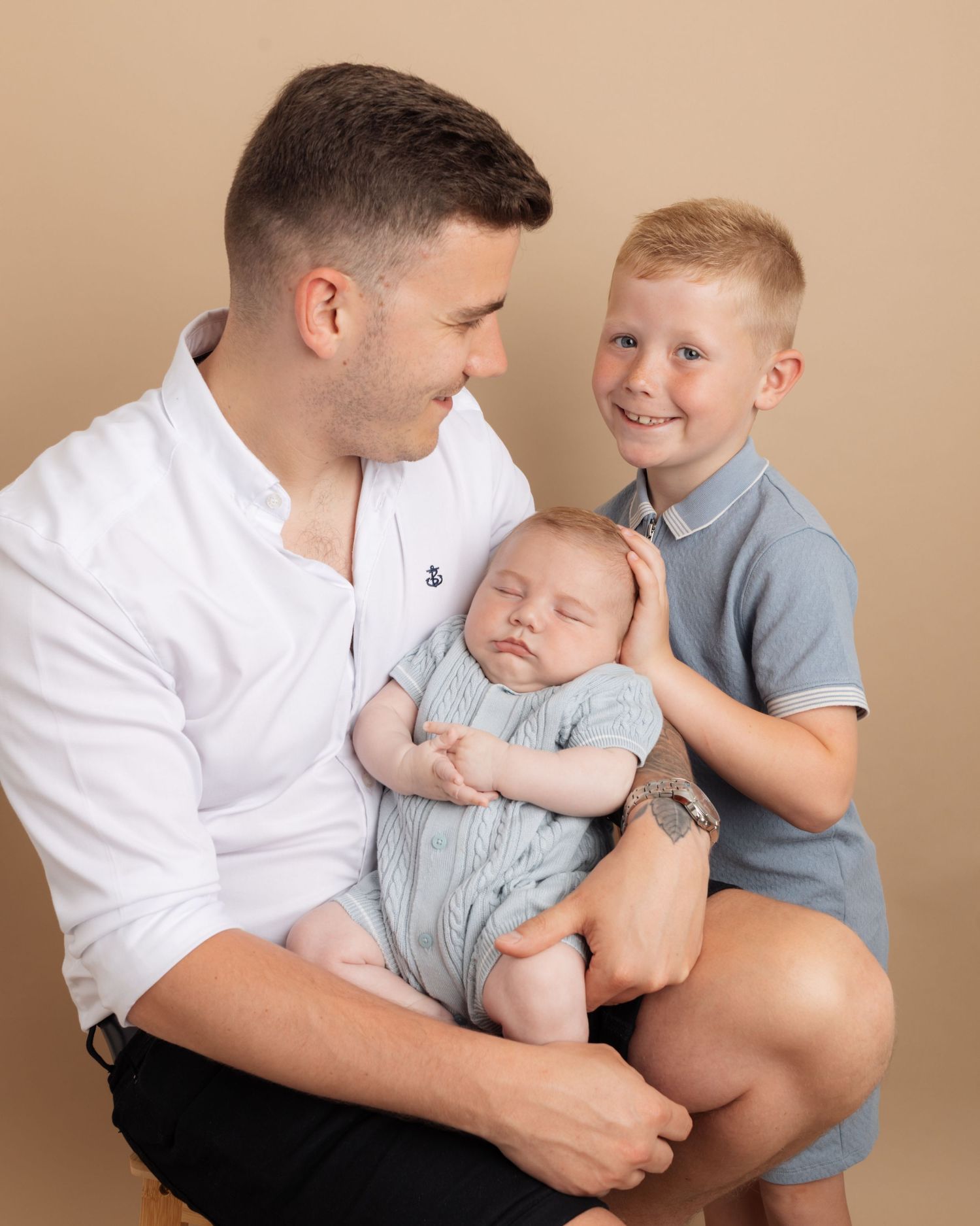 Father and sons studio photoshoot