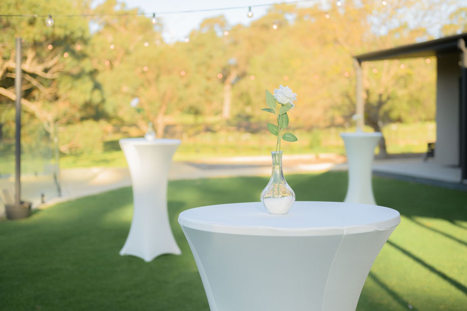 Wedding venue photographed with natural light, showcasing ceremony space and architectural details.
