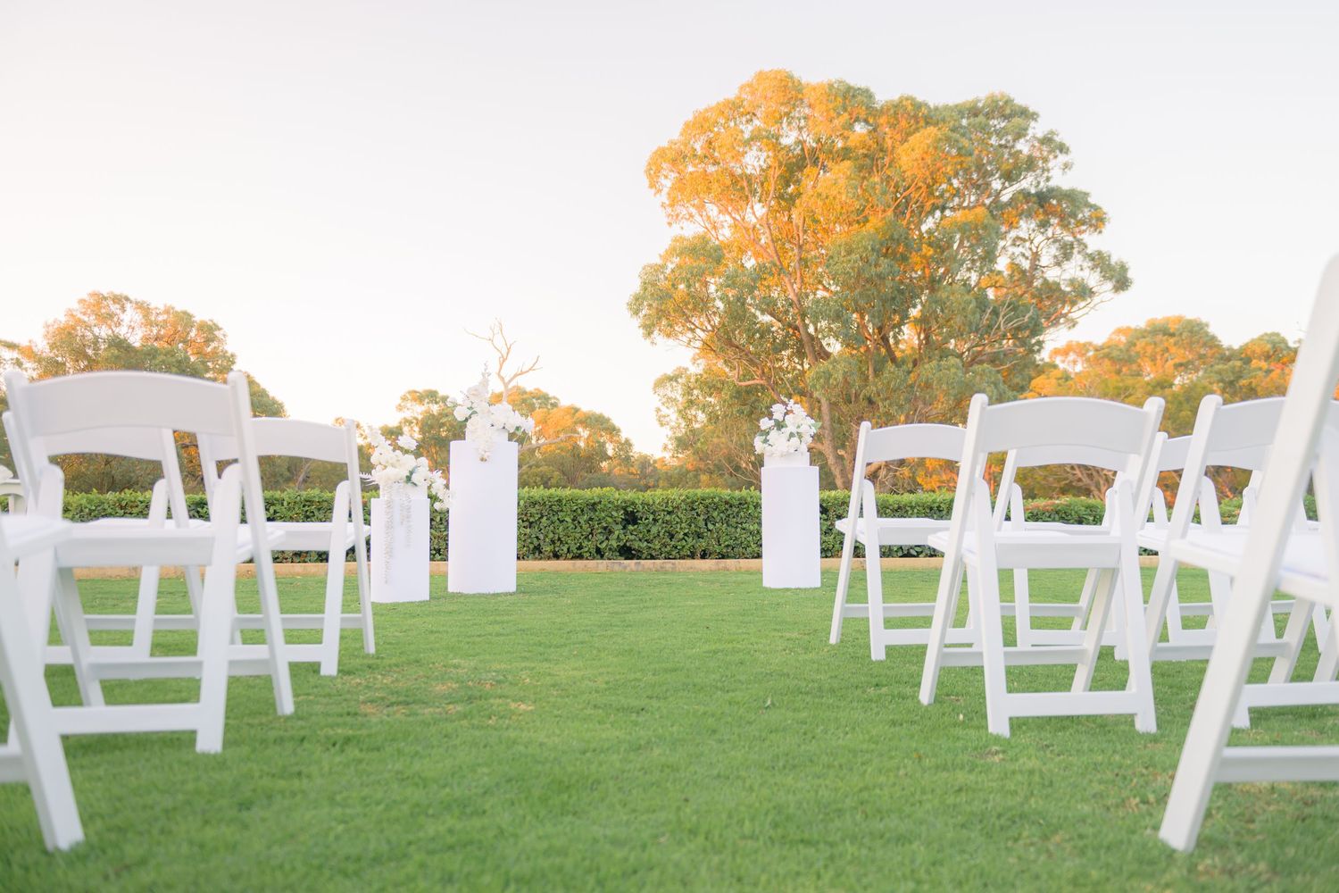 Wedding venue photographed with natural light, showcasing ceremony space and architectural details.