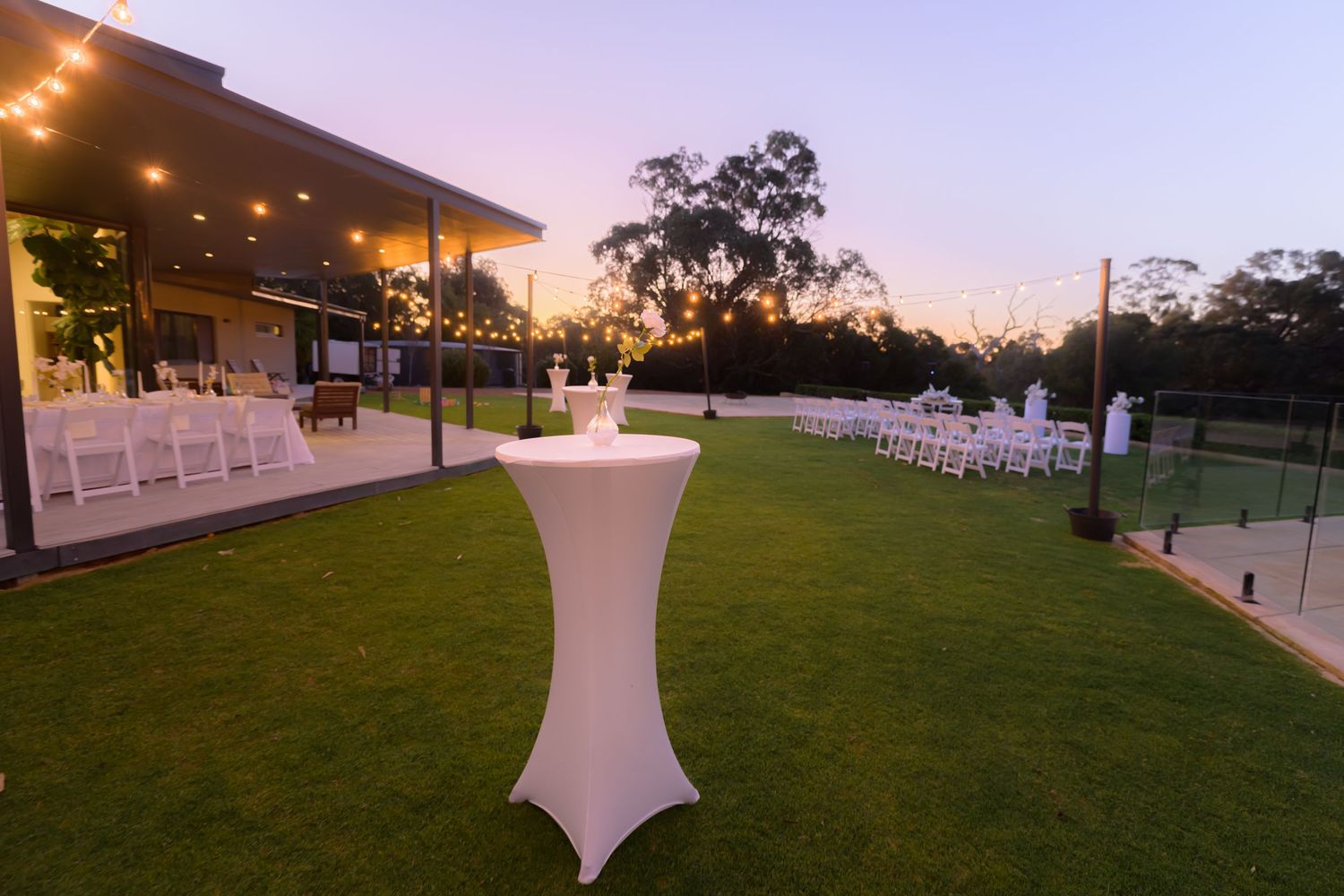 Wedding venue photographed with natural light, showcasing ceremony space and architectural details.