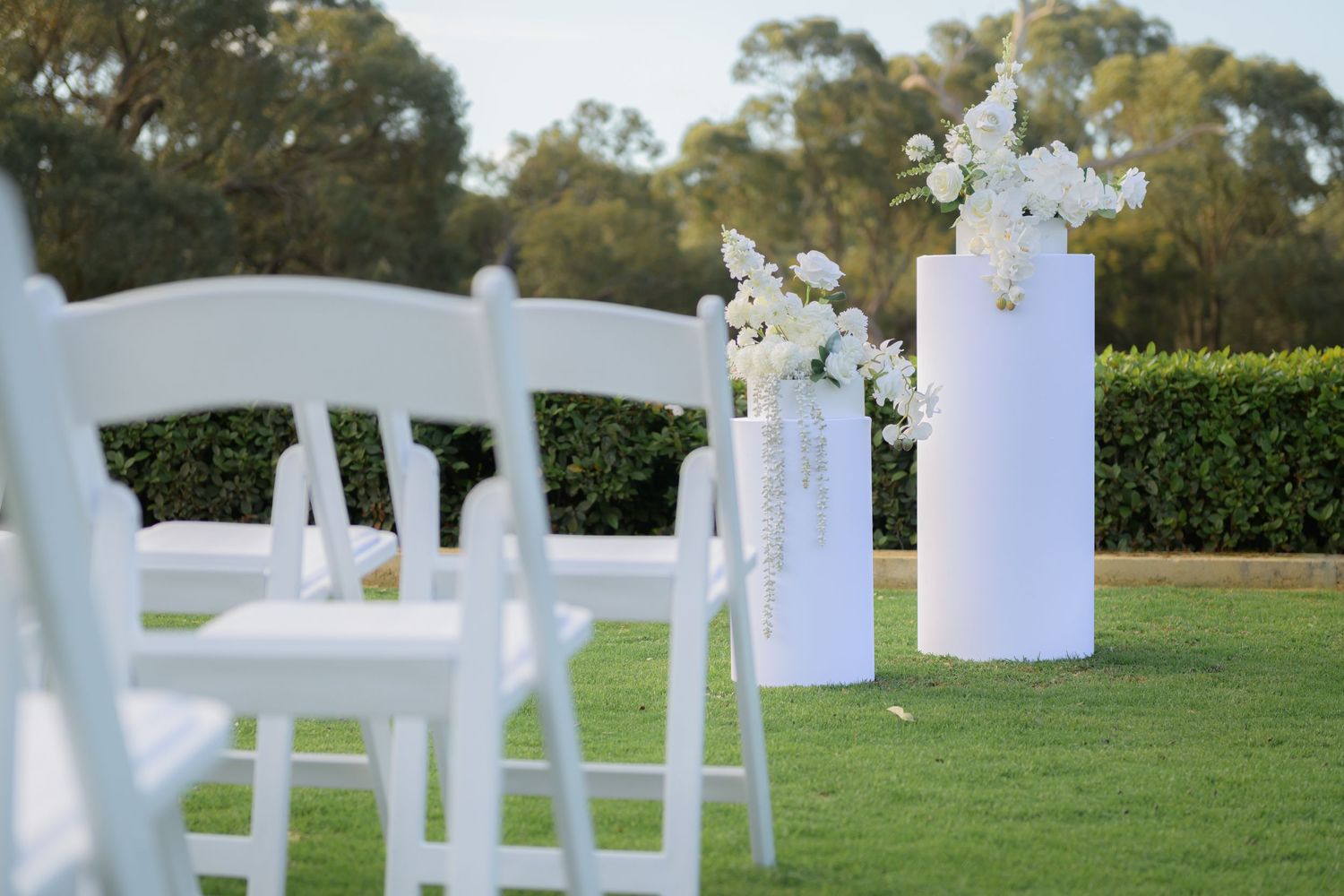Wedding venue photographed with natural light, showcasing ceremony space and architectural details.