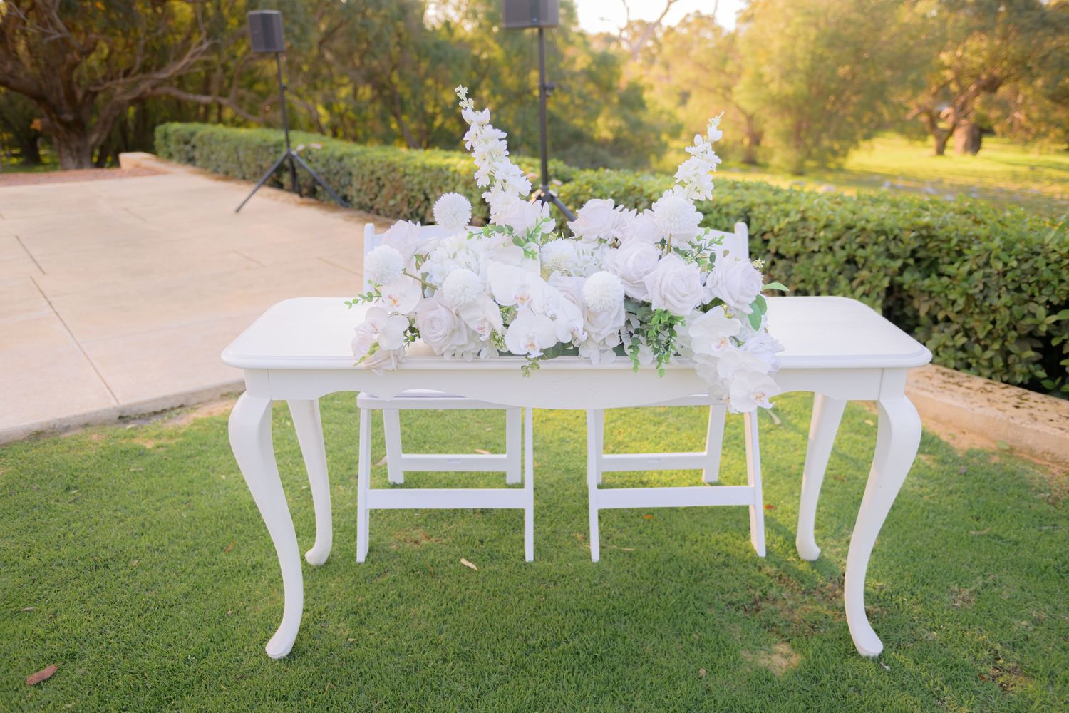 Wedding venue photographed with natural light, showcasing ceremony space and architectural details.
