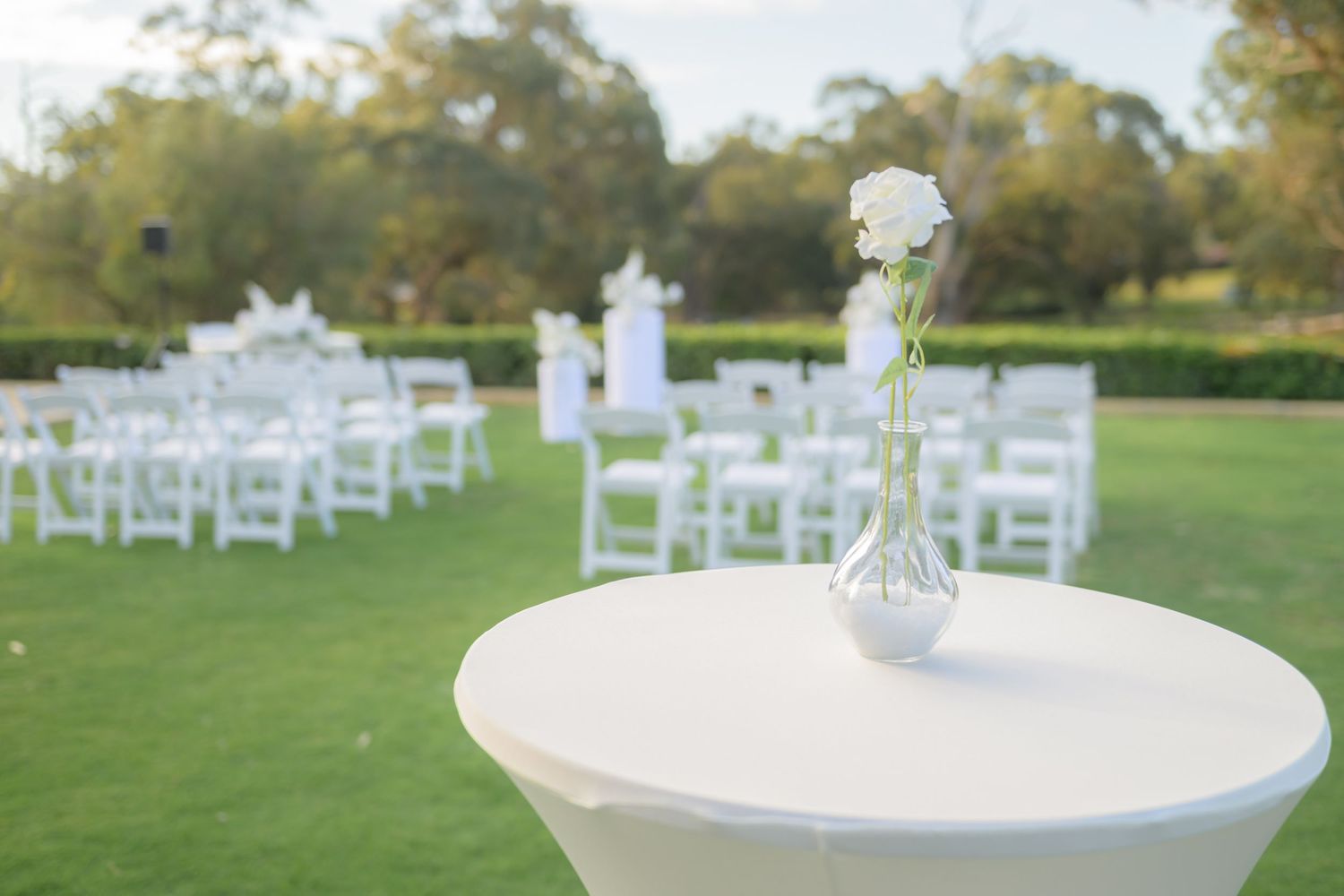 Wedding venue photographed with natural light, showcasing ceremony space and architectural details.