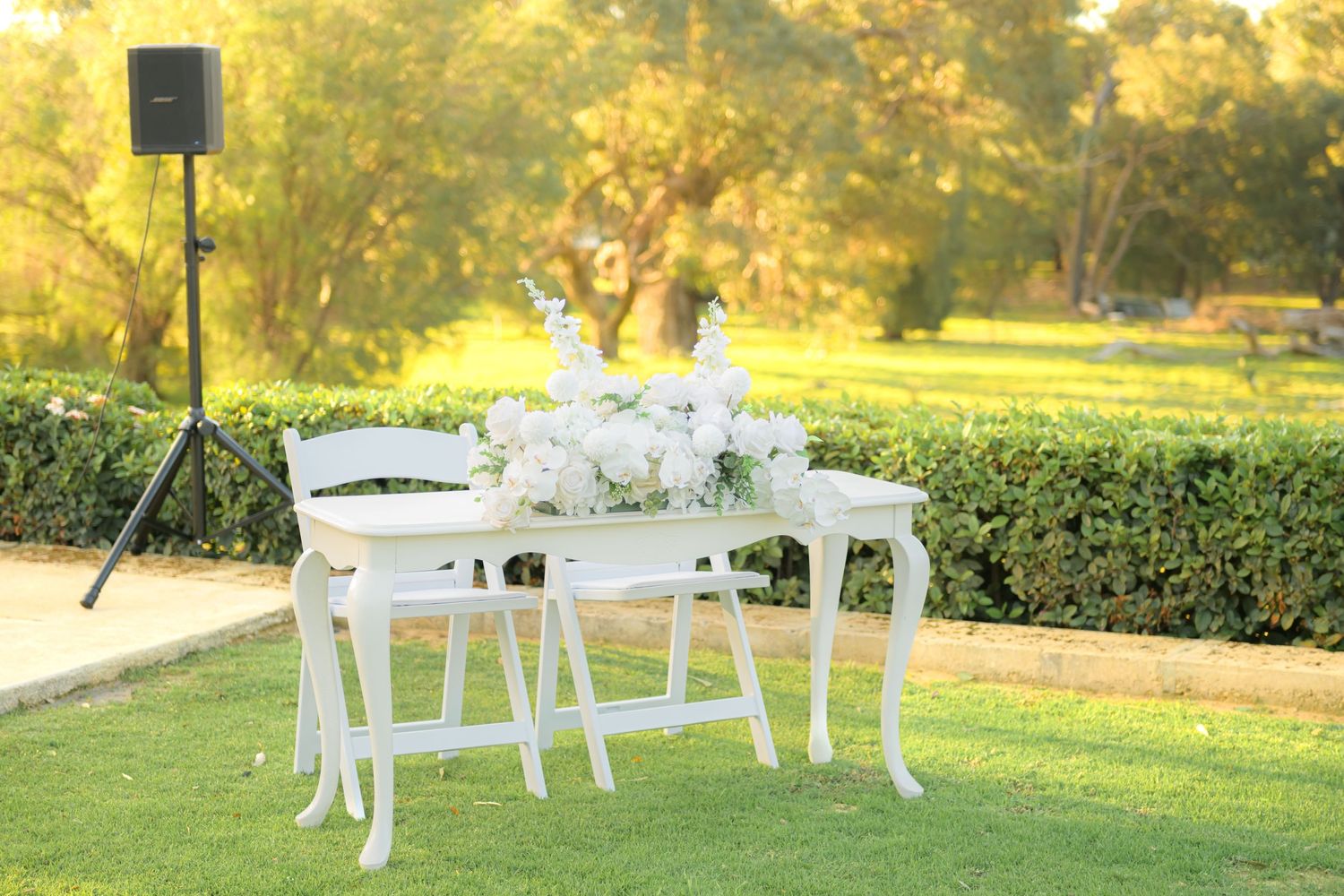 Wedding venue photographed with natural light, showcasing ceremony space and architectural details.