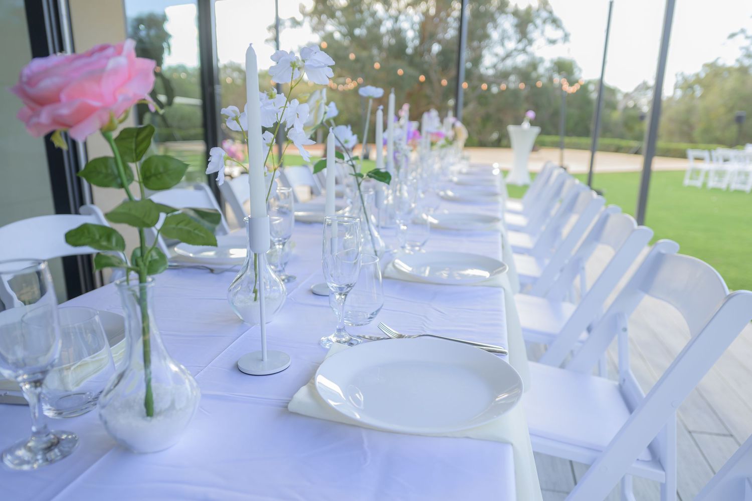Wedding venue photographed with natural light, showcasing ceremony space and architectural details.